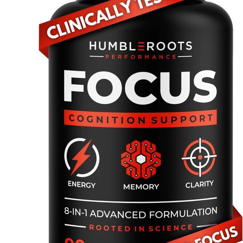 8-IN-1 All-Natural Nootropic Supplement for Focus, Energy, & Memory Support | Organic Lion's Mane & Rhodiola | Cognizin Citicoline & CognatiQ | Caffeine & L-Theanine | Huperzine-A & Vitamin B12
