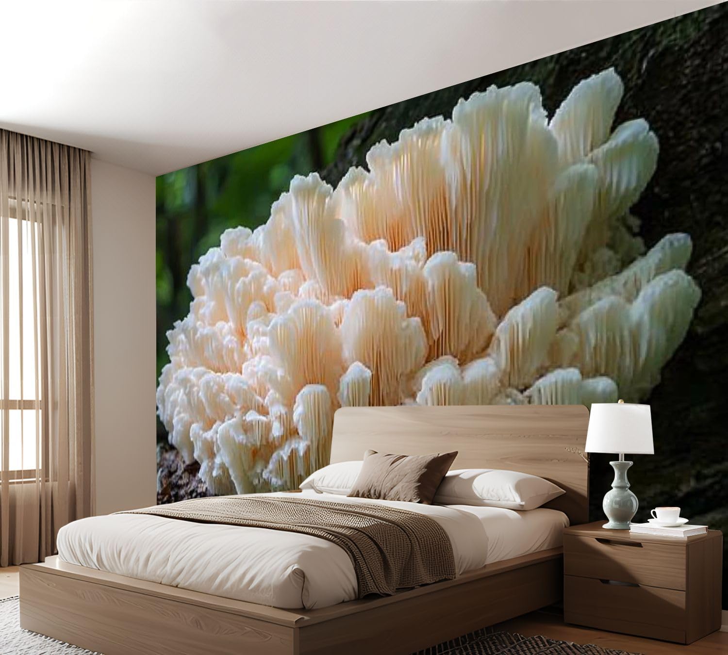 71PhHJAXDL._AC_SL1500_.jpg Wall Mural Large White Bear s Head Tooth Fungus Growing Fallen Dead Tree Forest Self-Adhesive Peel & Stick Wallpaper Removable Canvas Wall Sticker Decor for Bedroom Living Room Bathroom 69"x98" - Image 2