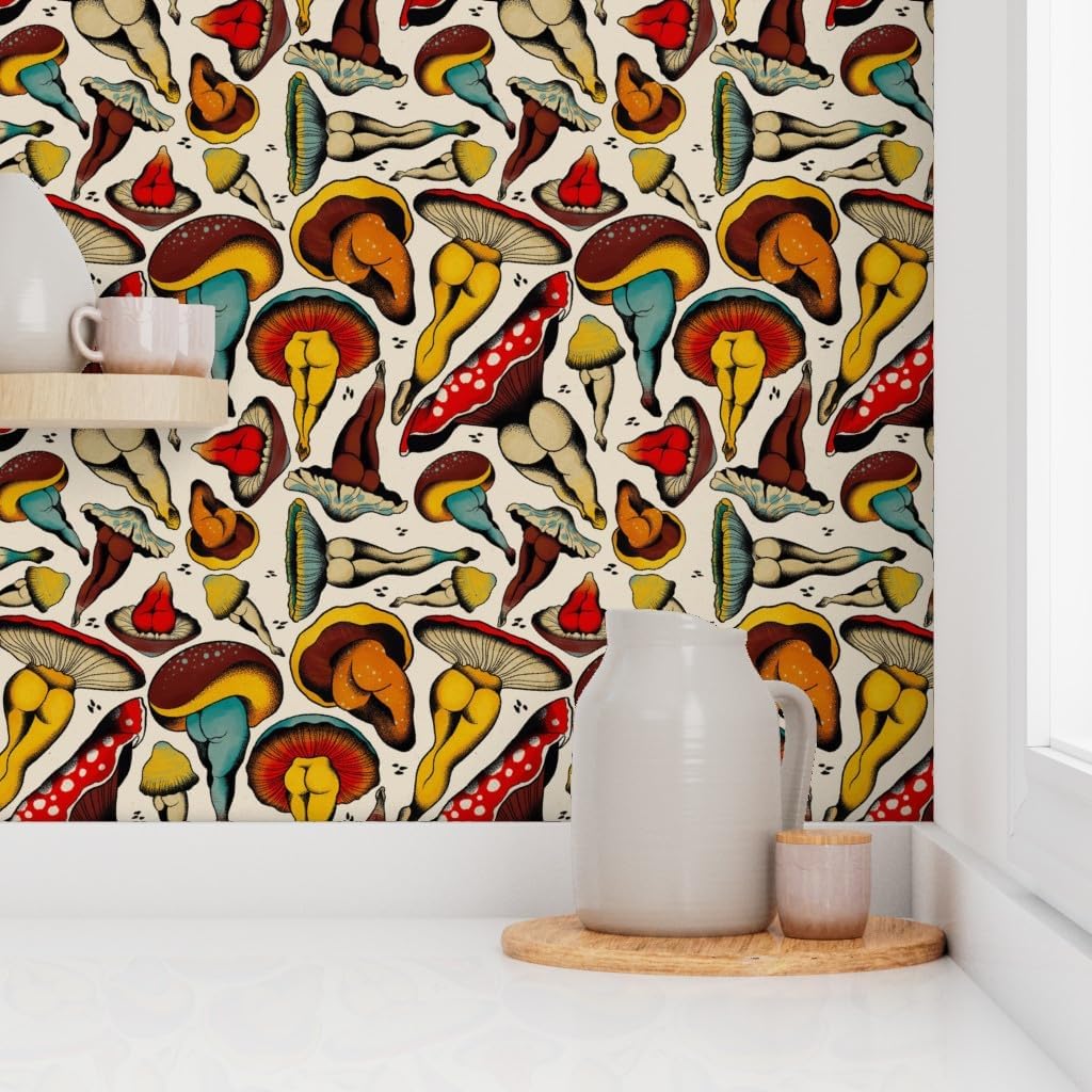 71PtQFVdIJL._AC_SL1024_.jpg Removable Wallpaper 6ft x 2ft - Mushroom Buttshroom Nsfw Booty Butts Buttshrooms Sexy Tattoo Flash Body Positive Mature Content Custom Pre-Pasted Wallpaper by Spoonflower - Image 8