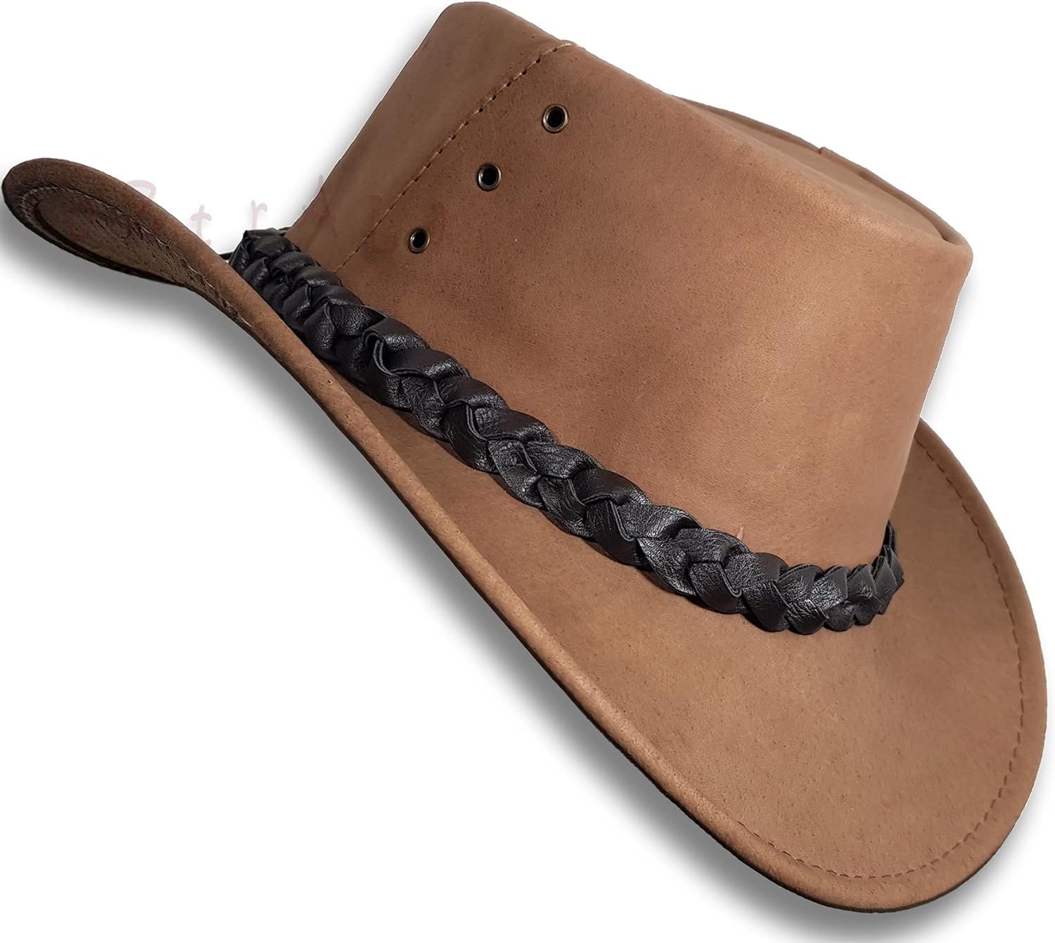 71RDFJd3gFS._AC_SL1500_.jpg Oztrala Buffalo Leather Hat Australian Outback Western Cowboy Mesh Mens Womens Kids Jacaru Black Brown Tan HLBS HLBB