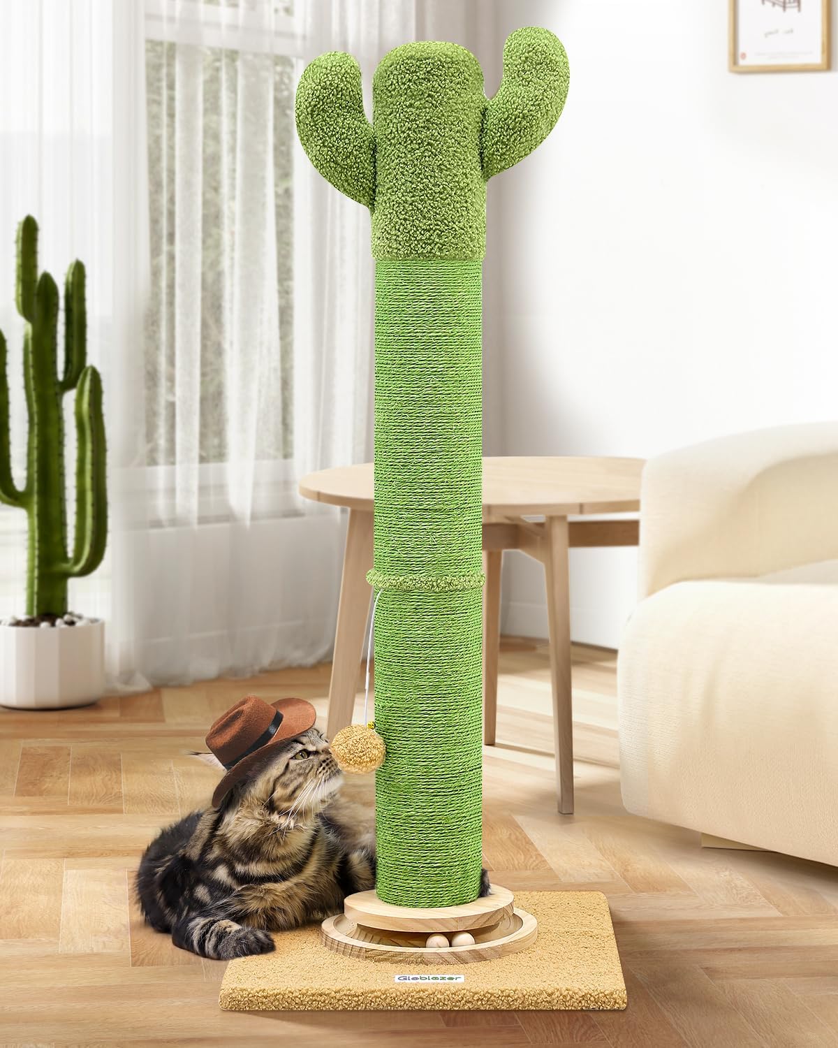 71RPVkkdDeL._AC_SL1500_.jpg SC37 Extra Thick Scratching Posts for Indoor Large Cats Adults, 37inch Cactus Cat Scratching Post Cat Scratcher Cute Sisal Scratching Post with Modern Wooden Ball Tracking Interactive Toys