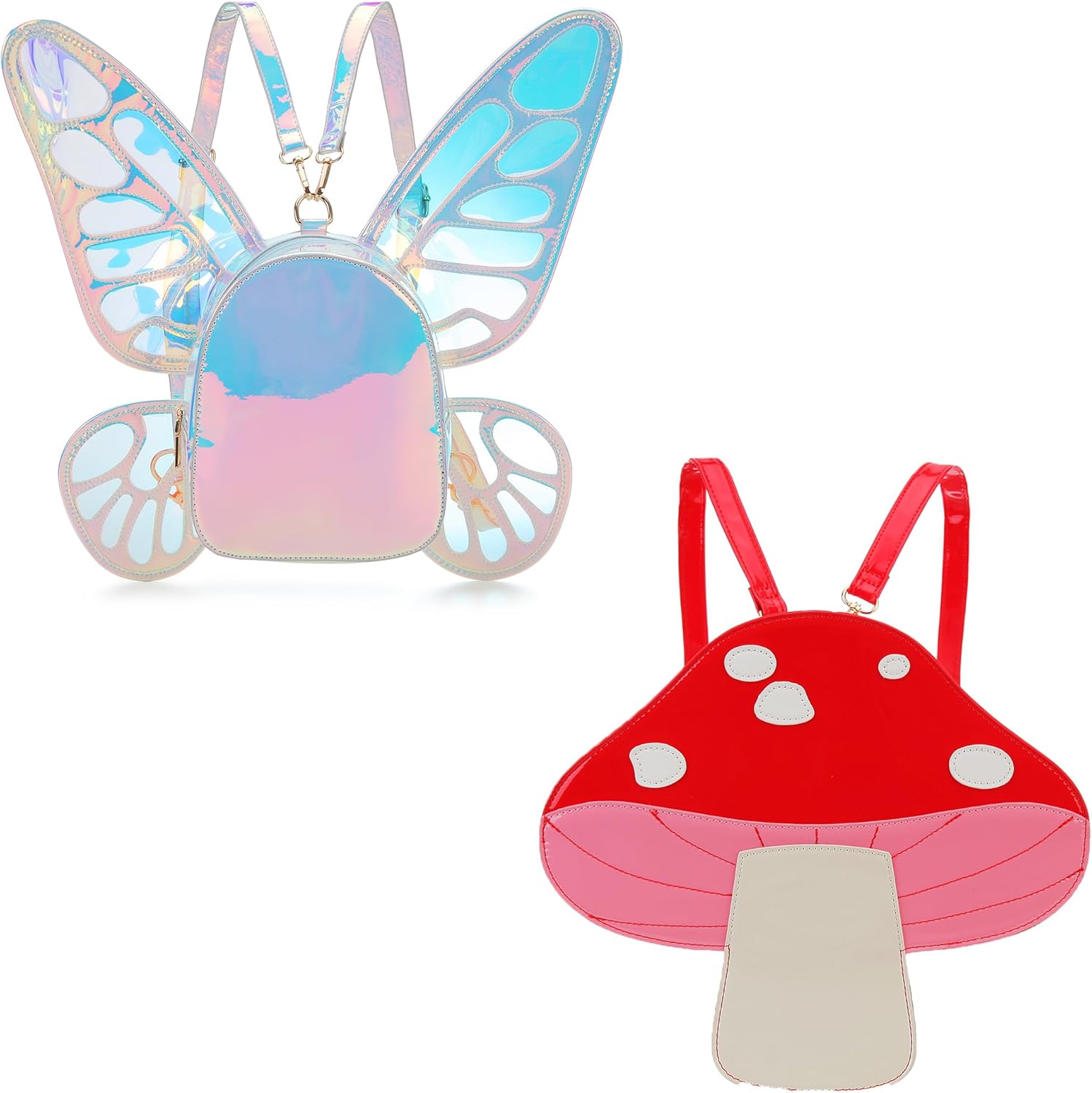 71SCH259ZeL._AC_SL1500_.jpg Novelty Women Fairy Wings Butterfly Backpack Cute Mushroom Shape Backpack Purses Crossbody Bag