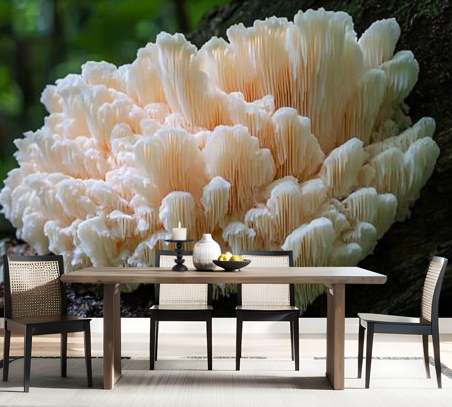 71T2VXqO8xL._AC_SL1500_.jpg Wall Mural Large White Bear s Head Tooth Fungus Growing Fallen Dead Tree Forest Self-Adhesive Peel & Stick Wallpaper Removable Canvas Wall Sticker Decor for Bedroom Living Room Bathroom 69"x98" - Image 8