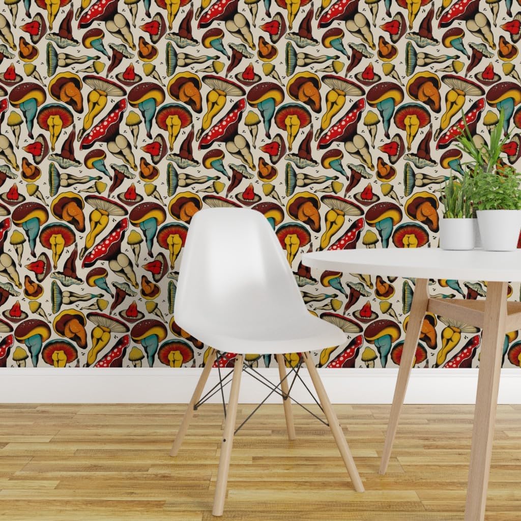 71TMZW8XnbL._AC_SL1024_.jpg Removable Wallpaper 6ft x 2ft - Mushroom Buttshroom Nsfw Booty Butts Buttshrooms Sexy Tattoo Flash Body Positive Mature Content Custom Pre-Pasted Wallpaper by Spoonflower - Image 3