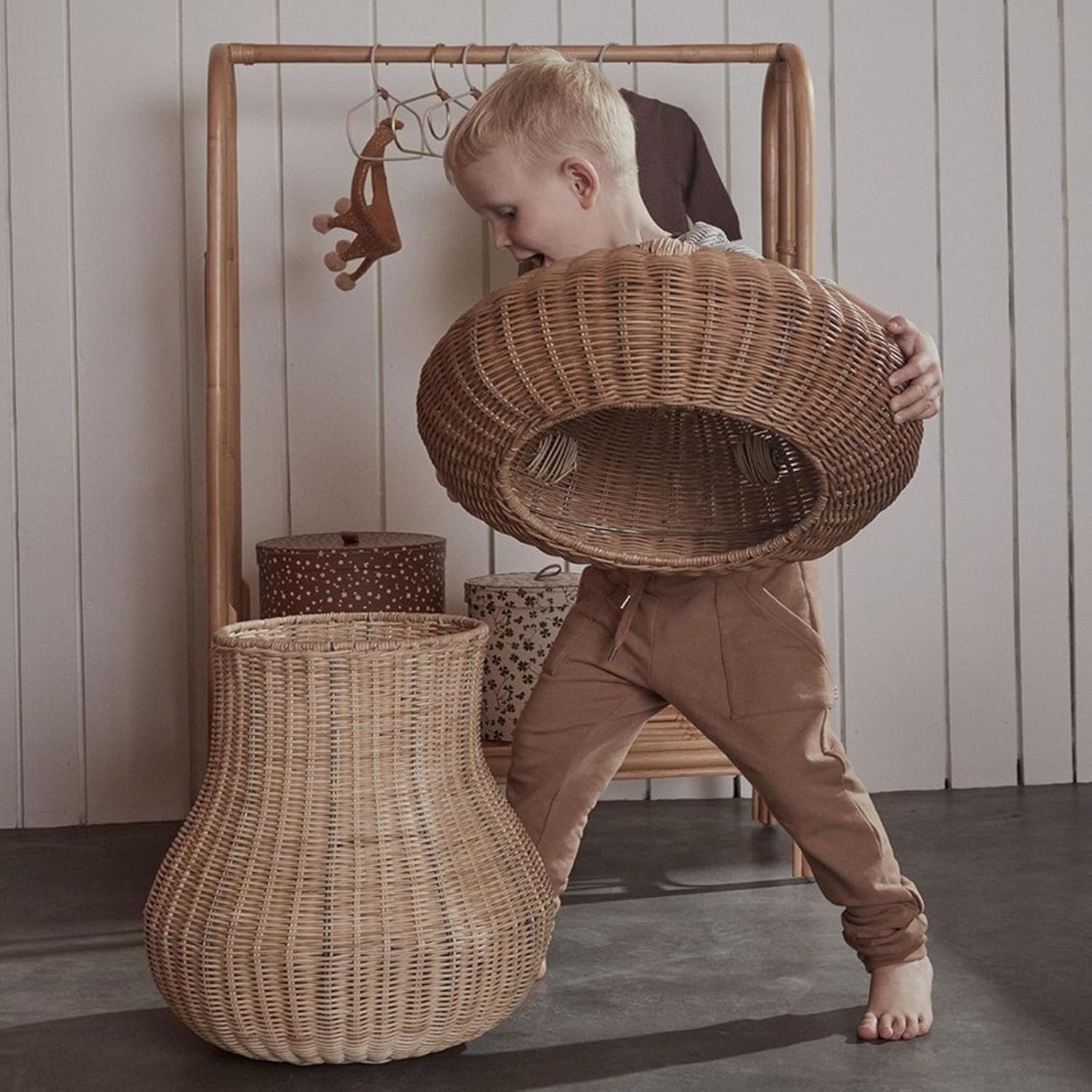 71UARs4ZSML._AC_SL1500_.jpg Natural Handmade Rattan Mushroom Storage Basket with Lid, Mushroom Shape Decorative Wicker Woven Basket for Fruit、Baby Toys、Bathroom Laundry Dirty Clothes - Image 3