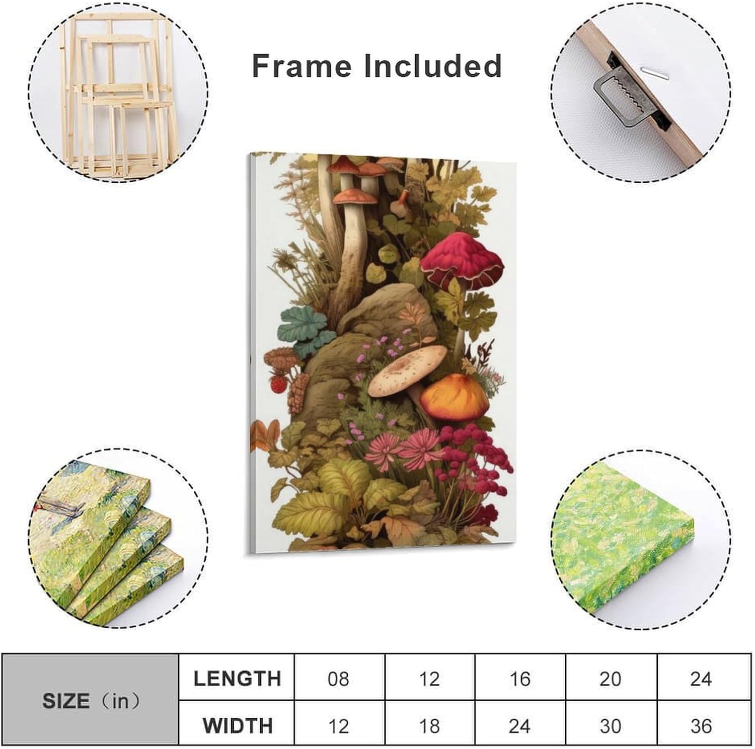 71VShvUhWIL._AC_SL1500_.jpg Mushroom Bookmarks Canvas Painting Poster Wall Art Decorative Picture Prints Modern Decor Framed-unframed 16x24inch(40x60cm) - Image 2