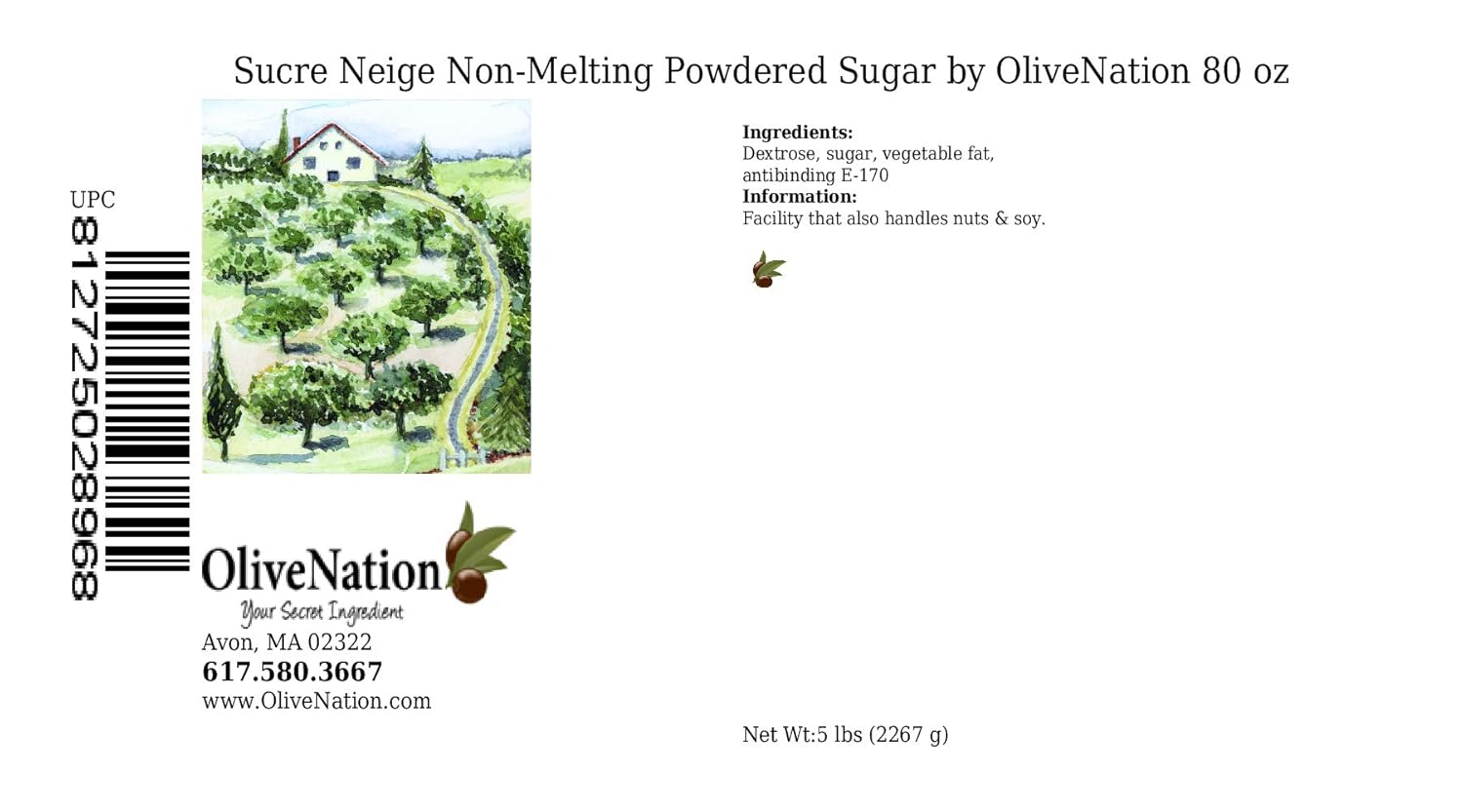 71VepaJPifL._SL1500_.jpg Snow White Non-Melting Topping Sugar, OliveNation Sucre Neige Non-Melting Powdered Sugar, No Melt Snow Sugar - 80 ounces