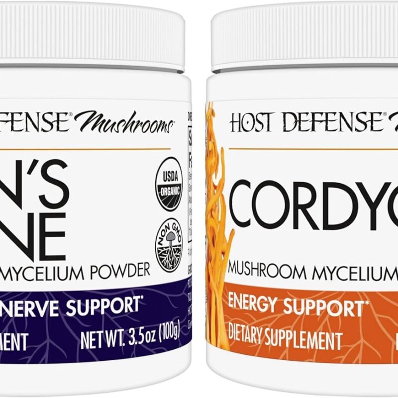Host Defense Bundle with Lion's Mane Powder, 3.5 oz & Cordyceps Powder, 3.5 oz - Support Brain Health, Memory & Focus - Support Immune Health & Energy