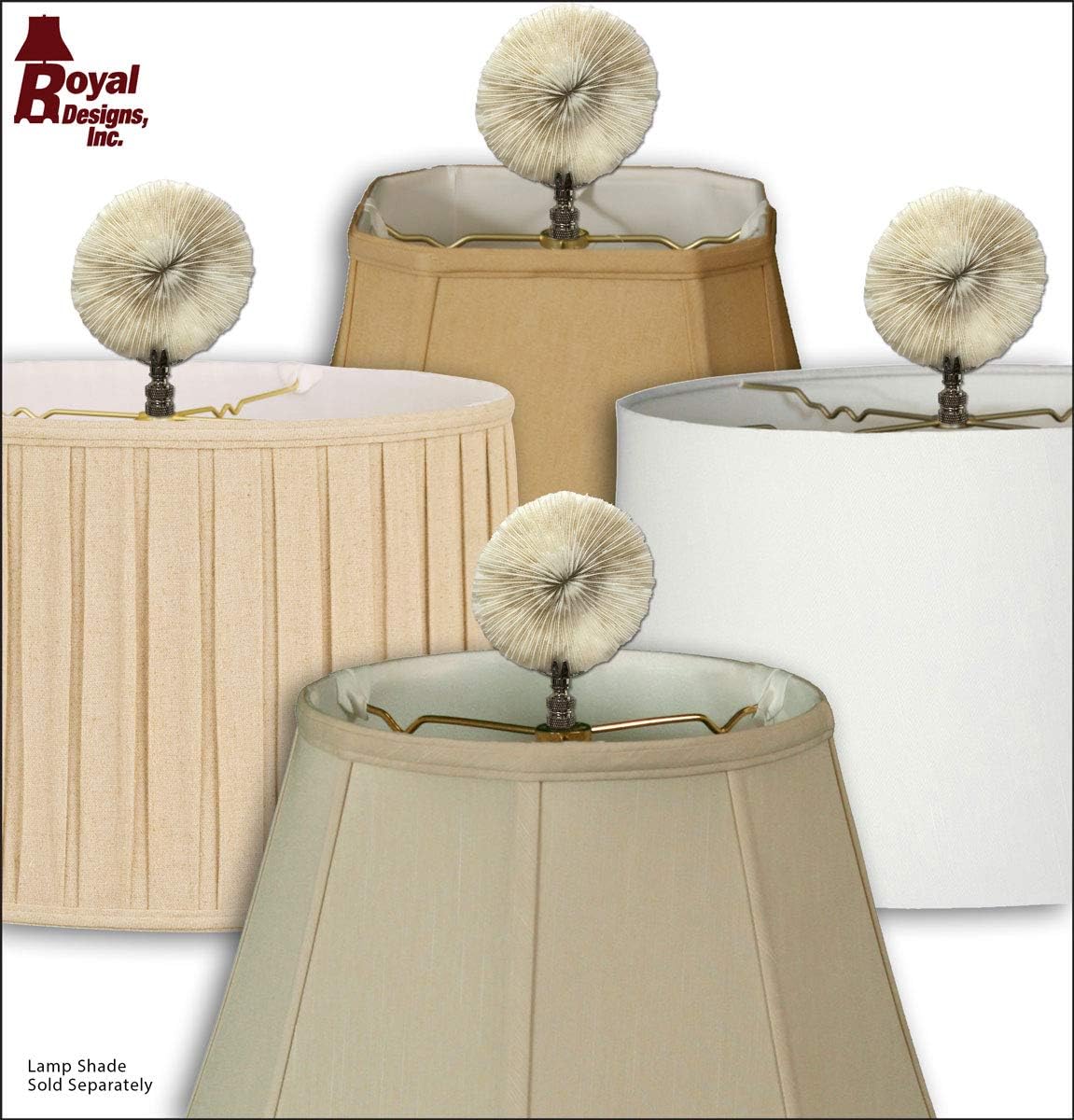 71Z0yLb3VLL._AC_SL1200_.jpg Royal Designs Natural Coral Lamp Finial, White Mushroom Coral (Silver Plated, Set of 2) - Image 5