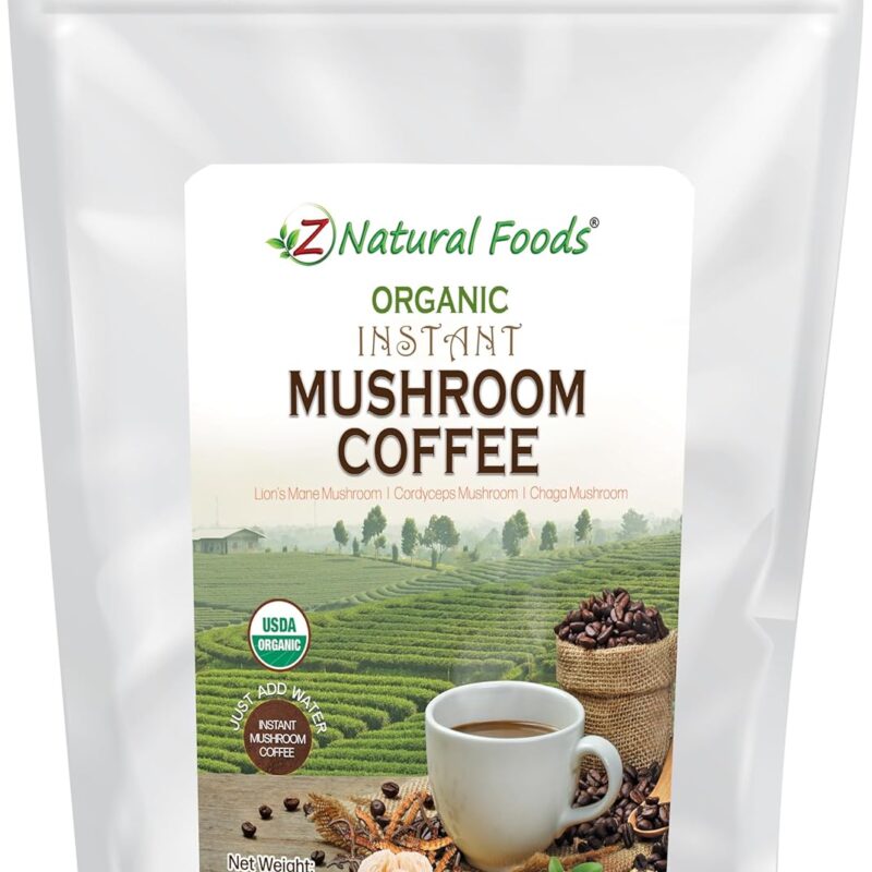 Organic Mushroom Coffee Bulk 5 lb - Instant Superfood Mix of Lion’s Mane + Cordyceps + Chaga + Coffee - Lightly Sweetened With Cashew Milk + Stevia - Vegan Gluten Free