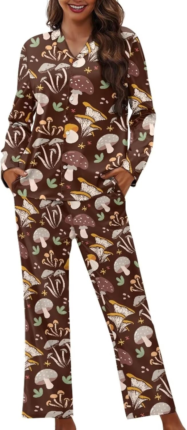 71Zx1SRgq8L._AC_SL1500_.jpg Casual Loose Lounge Sets Women Floral Pajamas Set Button Down Long Sleeve Sleepwear Soft PJ Sets Loungewear - Image 4