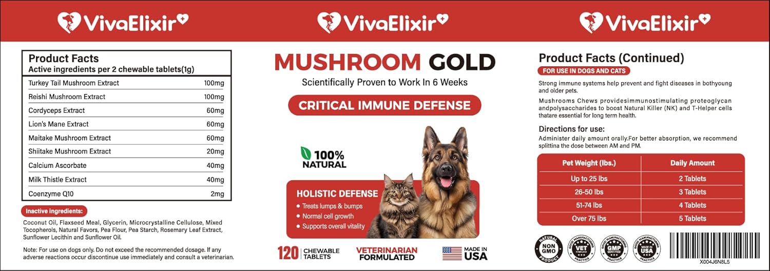 71aVb1xsIL._AC_SL1500_.jpg Turkey Tail Mushroom for Dogs - Turkey Tail Mushroom Powder for Dogs to Guard Against Lumps & Bumps - Dog Turkey Tail Supplement - Lipomas Treatment for Dogs with Probiotics
