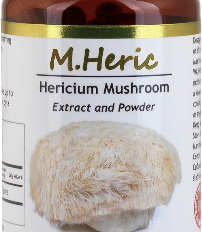Hekma Center Pure Hericium Mushroom - Lion's Mane - Extract and Powder - 100 Capsules