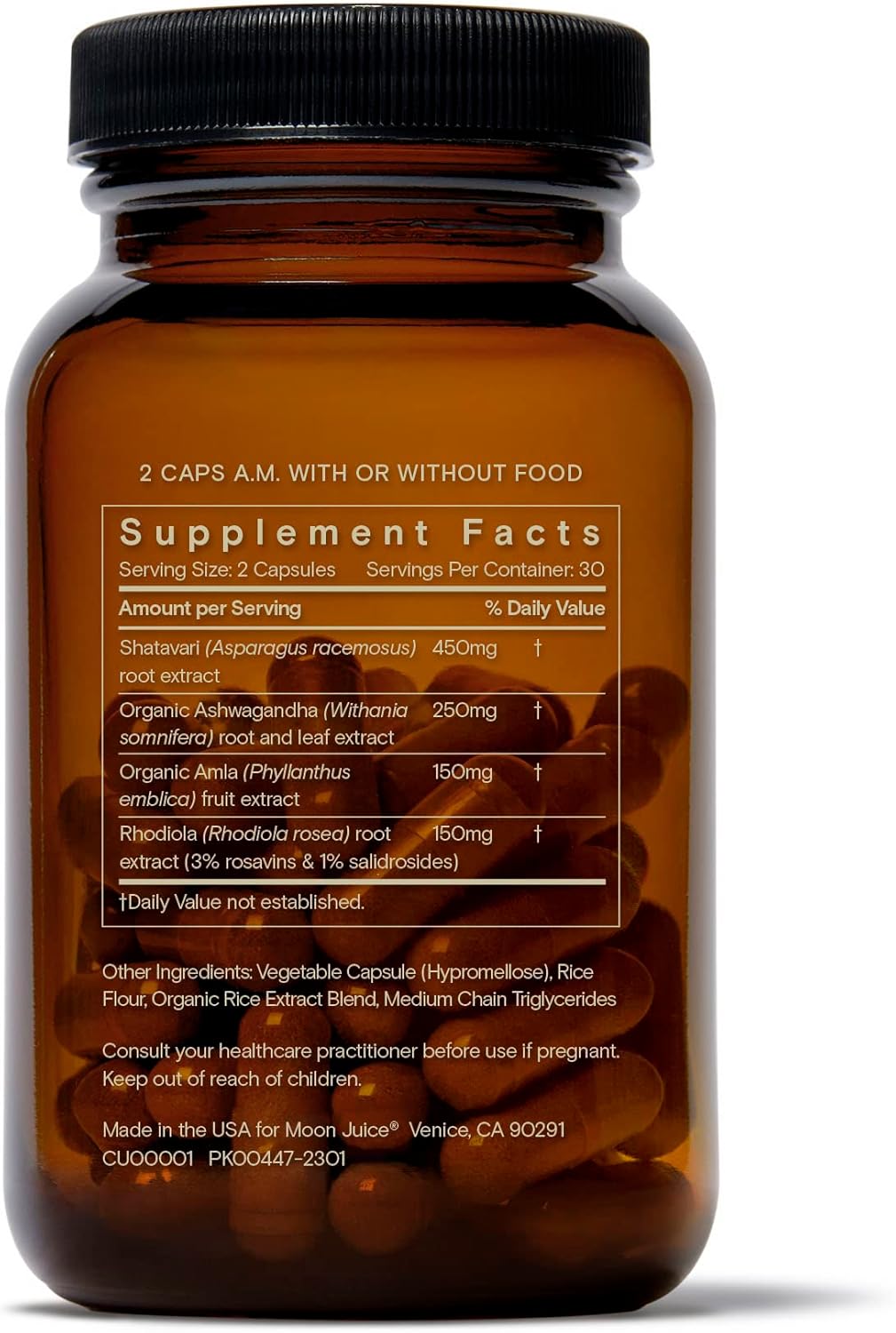 71fq396gmL._AC_SL1500_.jpg Moon Juice - SuperYou - Bottle (60 Capsules) - Energy, Mood & Focus - Organic Ashwagandha Supplements - Cortisol Reducer - Reusable Glass Bottle - 3rd Party Tested - 100% Traceable - Vegan & Non GMO - Image 9