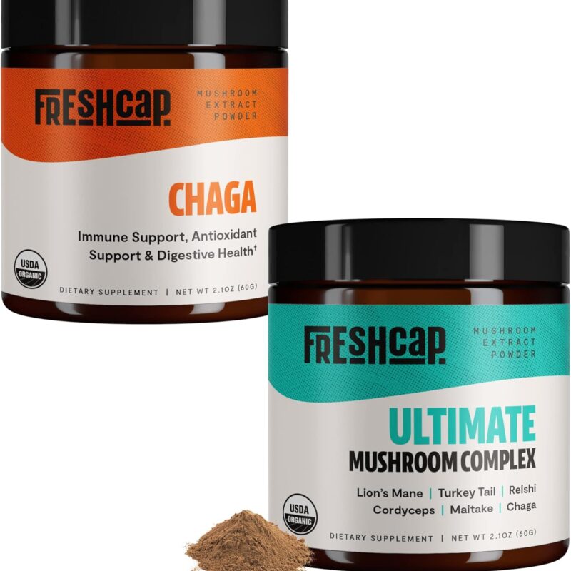FreshCap Antioxidant Bundle (Chaga Mushroom Powder and Ultimate Mushroom Complex Powder)