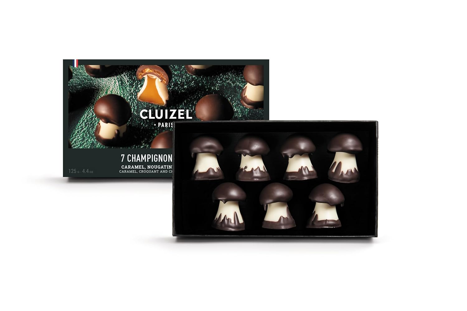 71iVaMVa-eL._SL1500_.jpg Cluizel Champignon Chocolate Mushrooms, 7 Count, Caramel and Nougatine Filled