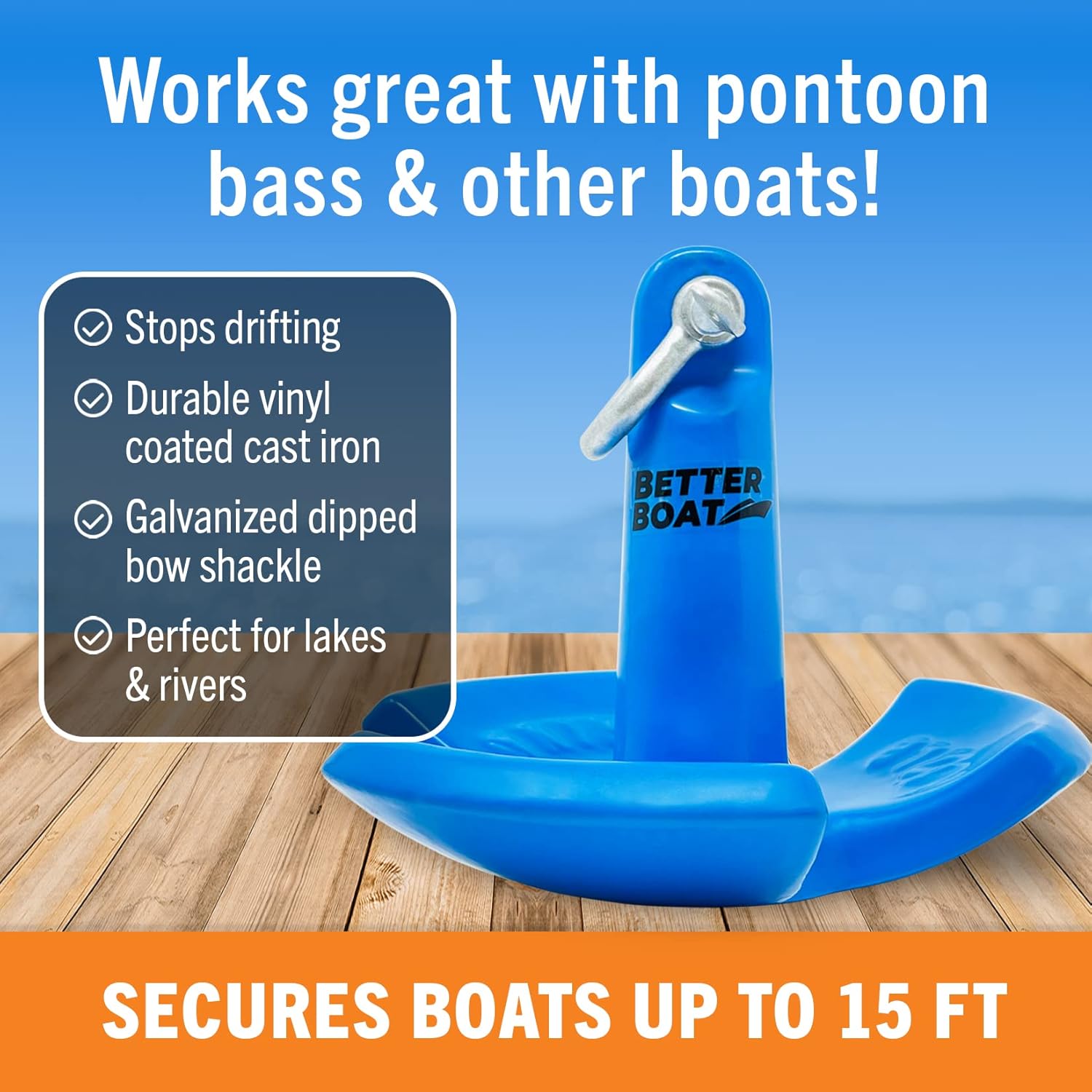 71isWsBoWqL._AC_SL1500_.jpg Better Boat River Anchor, 12lb, Marine-Grade Coated Mushroom Anchor for Boats, Pontoons, 8-15 ft, Available in 8, 12, 20, or 30 lbs - Image 3