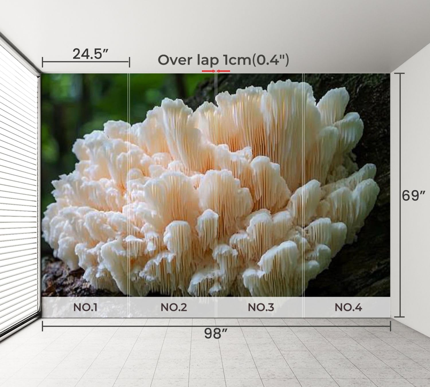 71iuBxVfeuL._AC_SL1500_.jpg Wall Mural Large White Bear s Head Tooth Fungus Growing Fallen Dead Tree Forest Self-Adhesive Peel & Stick Wallpaper Removable Canvas Wall Sticker Decor for Bedroom Living Room Bathroom 69"x98" - Image 3