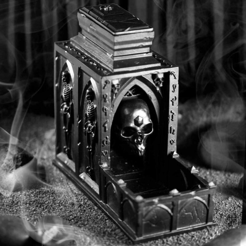 Tomb of The Lich Dice Tower | Solid Resin Undead Necromaner Themed Skull Spooky Halloween Tower for Polyhedral DND MTG Board Game Dice