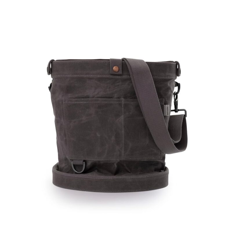 Barebones Foraging Bag - Gardening Bag for Harvesting Plants And Fruit Picking - Small Waxed Canvas Tote With Convertible Straps - Water-resistant Garden Tote (Slate Gray)