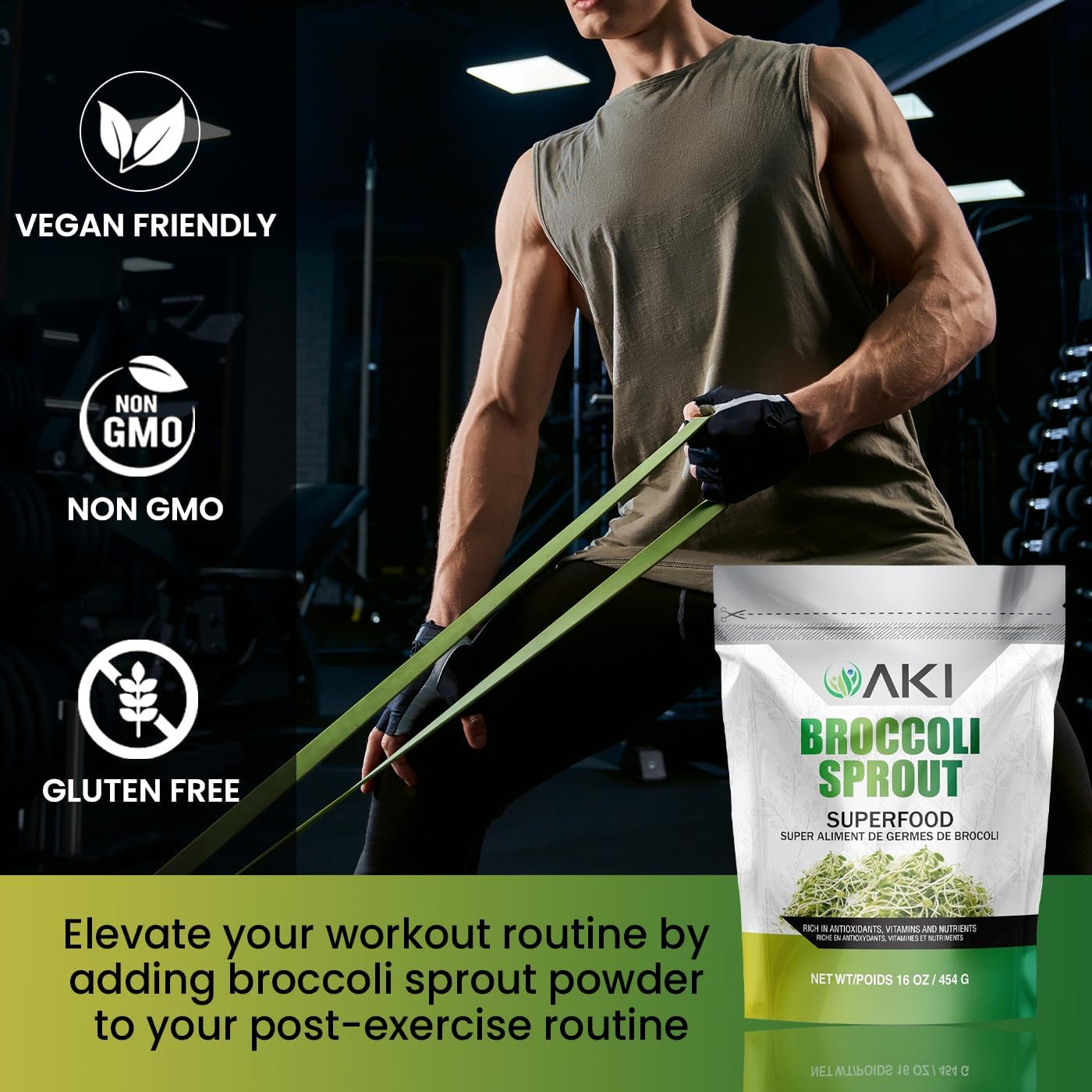 71lyrFim9BL._AC_SL1400_.jpg AKI Broccoli Sprout Powder - Ideal in Vitamins & Sulforaphane - Superfood for Green Veggie Smoothie Beverage or Meal - Non GMO (16oz/454g) - Image 5