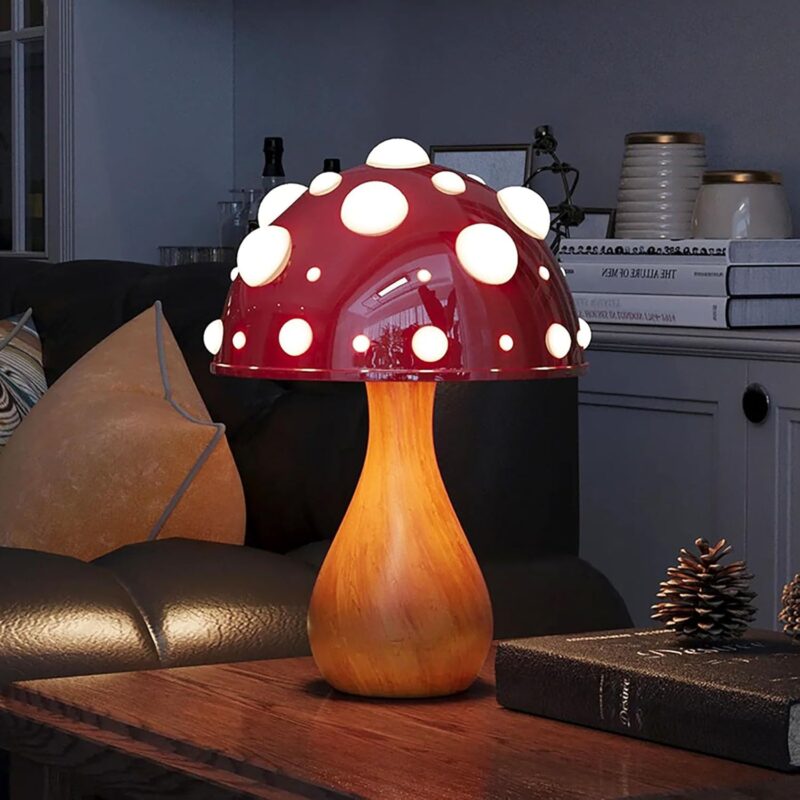 Mushroom Lamp 3 Color Lighting Night Light for Home Decor, Kids, Bedroom, Living Room, College Dorm Room, Girl Gift (Wood)