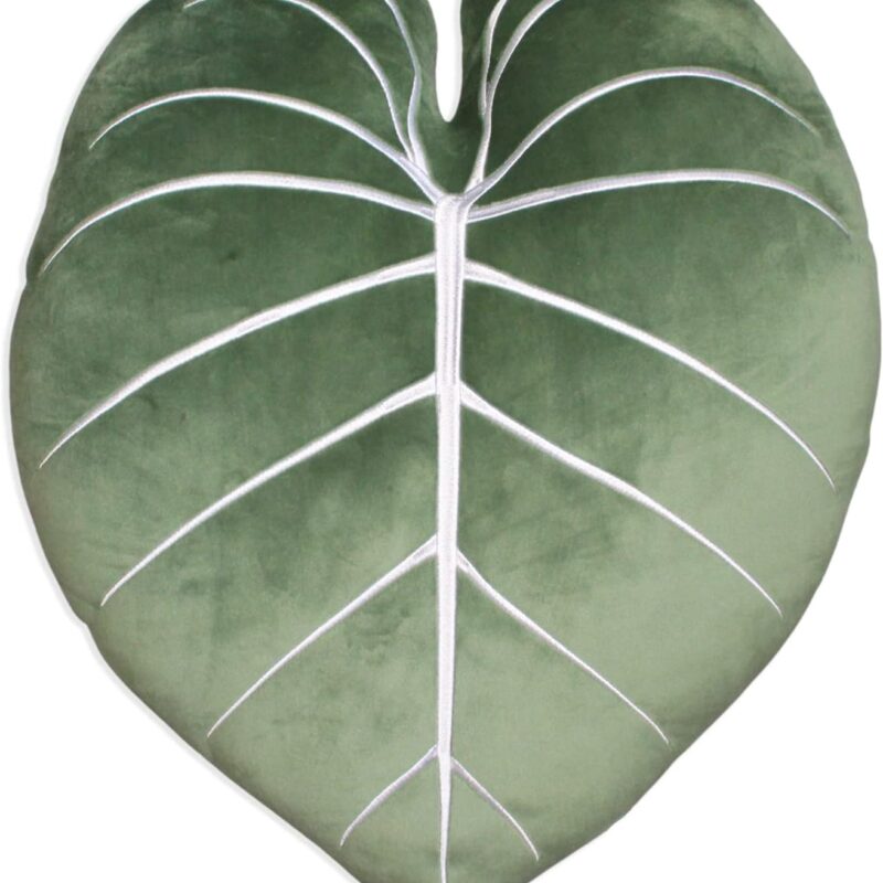 Philodendron Gloriosum Moody Green Leaf Throw Pillow, Decorative, Bed, Flower, Succulent Pillow Great for Plant Lovers, Green Thumb Friends and Family, Accent Decor Leaf Pillow
