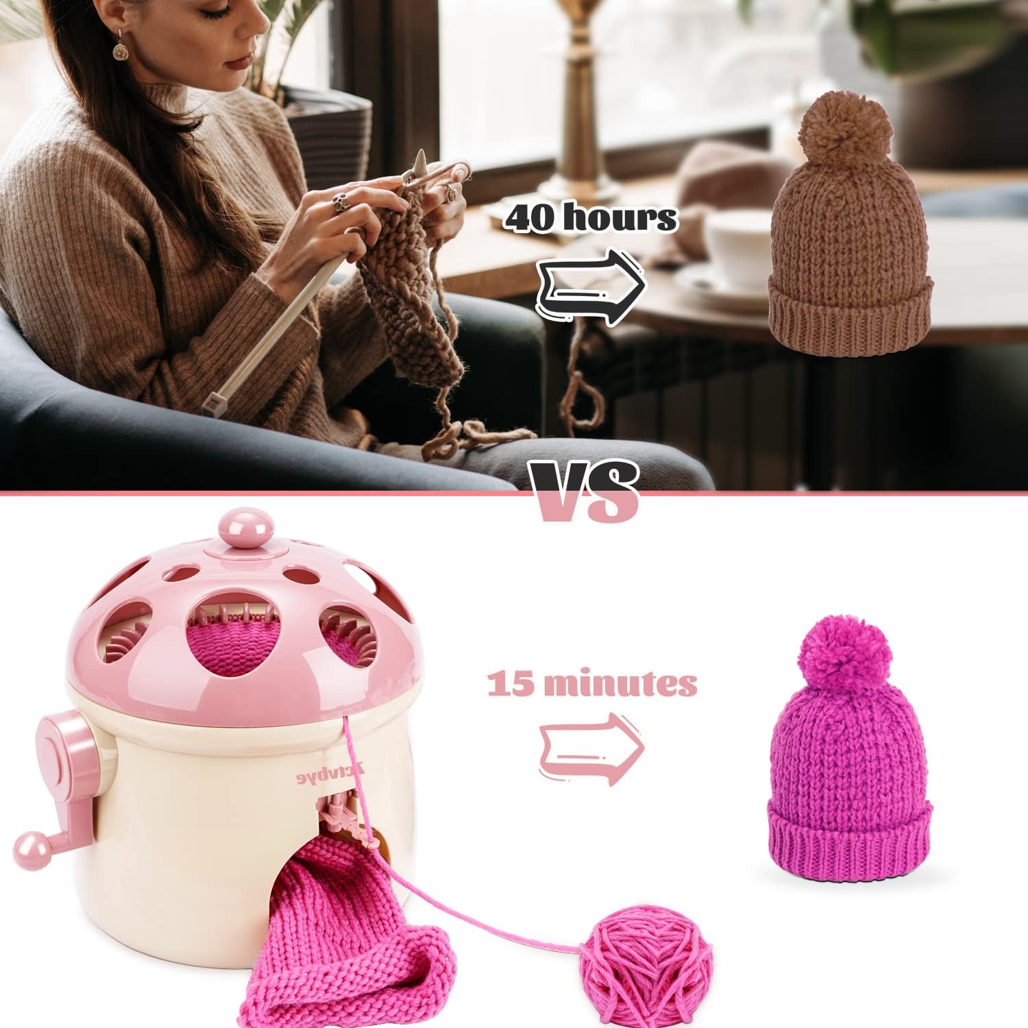 71nnmyRAyjL._AC_SL1500_.jpg Knitting Machine,Knitting Machine 32 Needles,Knitting Loom Kits for Adults & Kids, DIY Weaving Crochet Machine for Sock & Hat & Scarf (32Needles) - Image 3
