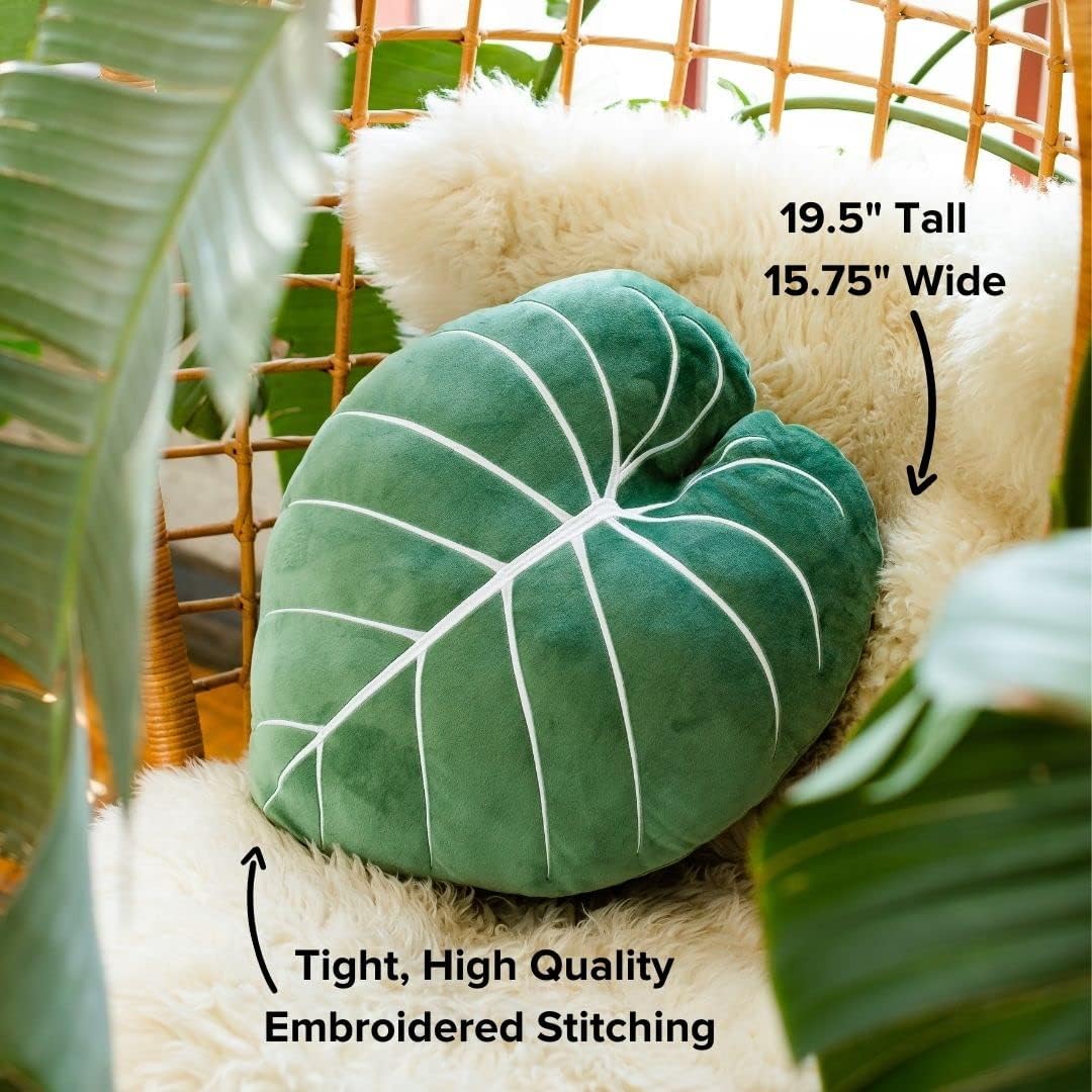 71oh0wWstL._AC_SL1080_.jpg Philodendron Gloriosum Moody Green Leaf Throw Pillow, Decorative, Bed, Flower, Succulent Pillow Great for Plant Lovers, Green Thumb Friends and Family, Accent Decor Leaf Pillow - Image 2