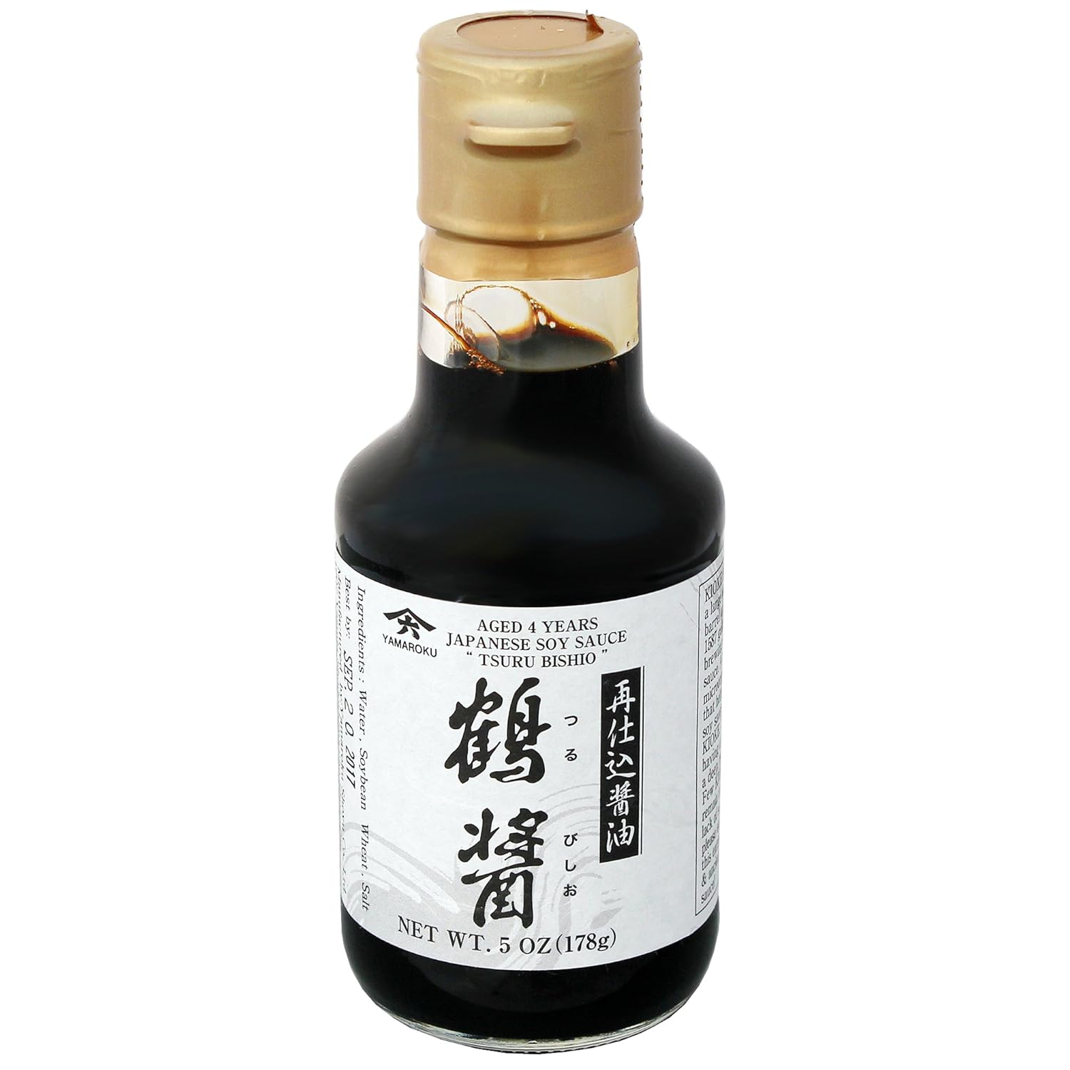 71o0hPdVxWL._SL1500_.jpg Yamaroku Shoyu Pure Artisan Dark Sweet Japanese Premium Gourmet Barrel Aged 4 Year Soy Sauce "Tsuru Bisiho", 5oz (148ml), (Pack of 2 Bottles)