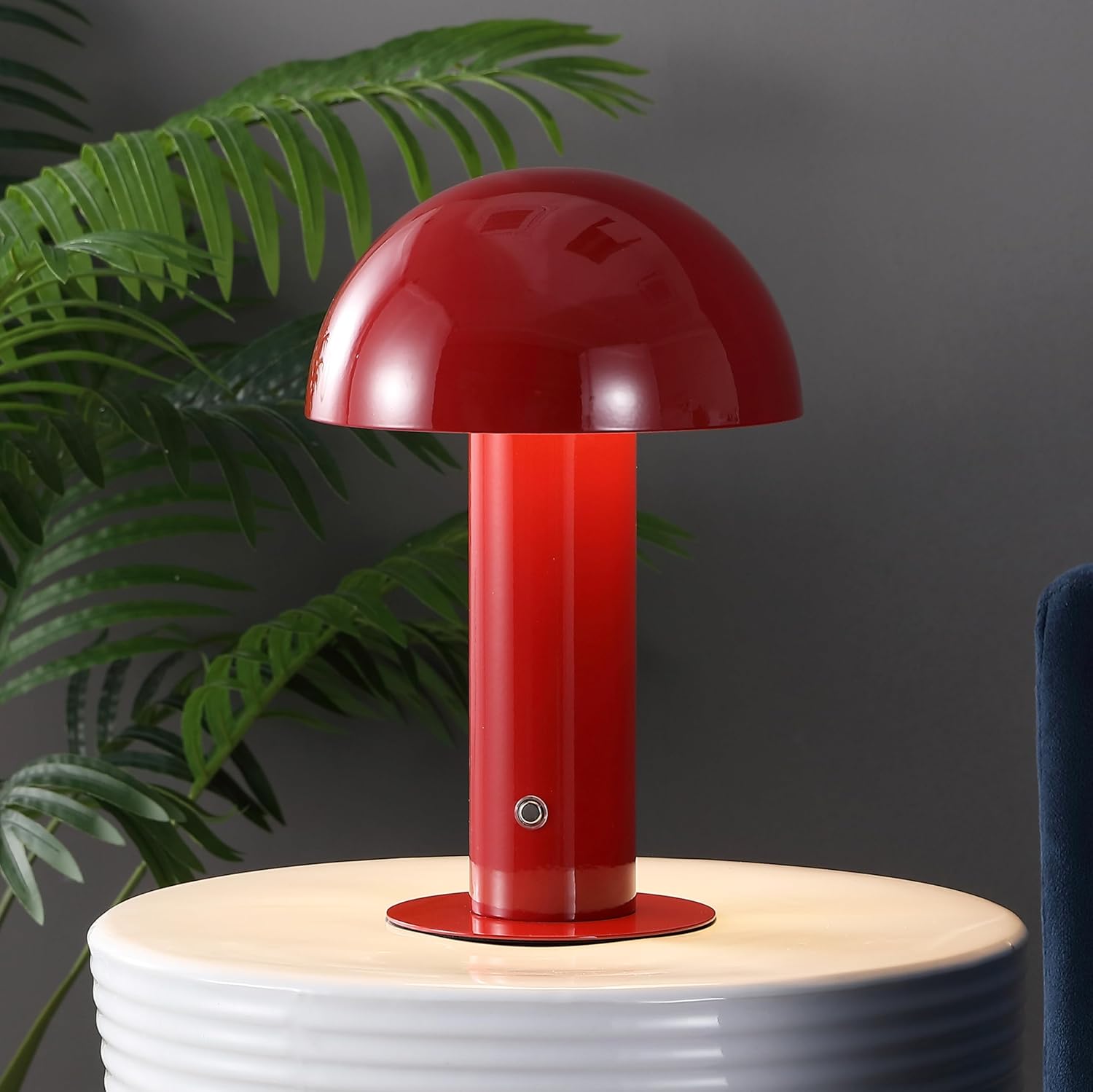 71qGGaZfDL._AC_SL1500_.jpg JONATHAN Y JYL7115G Boletus 10.75" Contemporary Bohemian Rechargeable/Cordless Iron Dimmable Integrated LED Mushroom Table Lamp, Red, for Desk, Bar Console, Vanity - Image 3