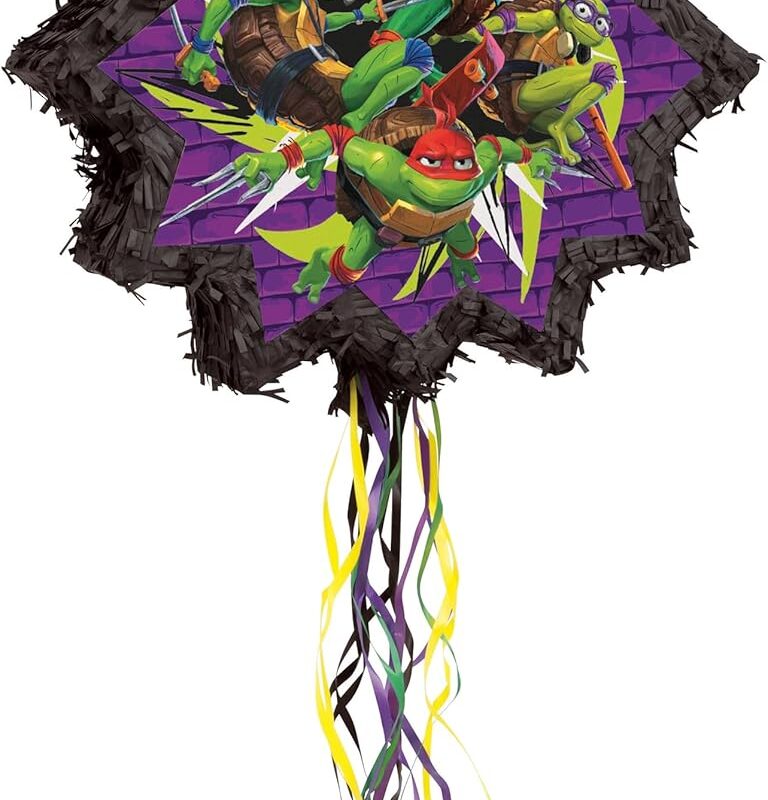 Unique Industries Teenage Mutant Ninja Turtle Mayhem Shaped Drum Pull Pinata, Boy, Birthday, Christening, Party Supplies