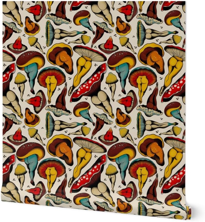71s2zl3RI5L._AC_SL1024_.jpg Removable Wallpaper 6ft x 2ft - Mushroom Buttshroom Nsfw Booty Butts Buttshrooms Sexy Tattoo Flash Body Positive Mature Content Custom Pre-Pasted Wallpaper by Spoonflower