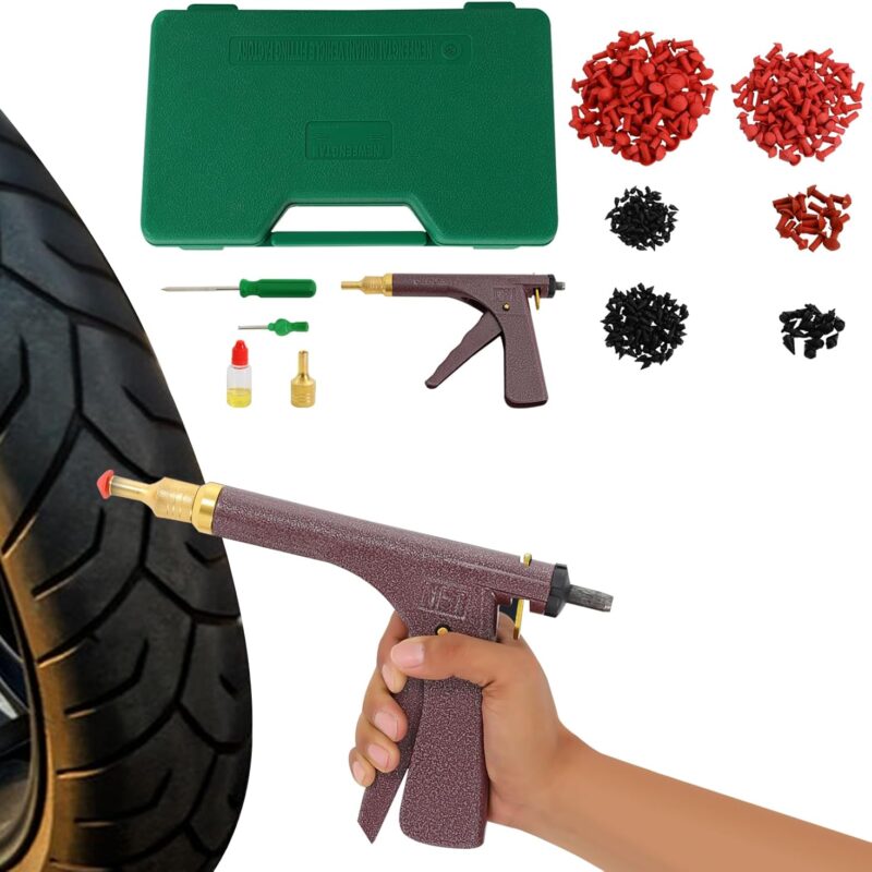 Tire Repair Kit with Mushroom Plugs,Tubeless Tire Puncture Repair Kit Universal Tire Repair Tools for Tyre Punctures and Flats on Cars, Motorcycles, ATV, Trucks & Tractors