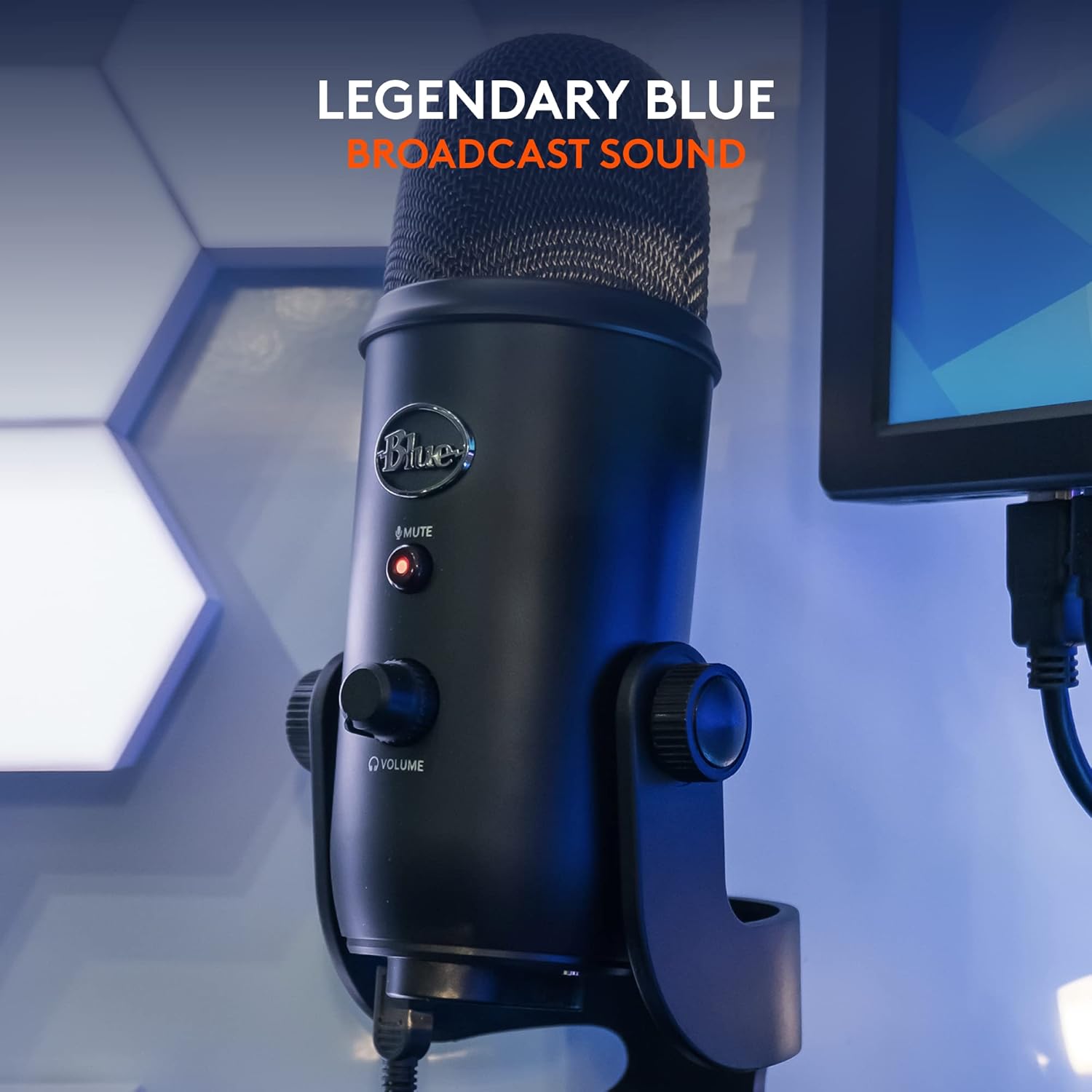 71tdpdK9cDL._AC_SL1500_.jpg Logitech for Creators Blue Yeti USB Microphone for Gaming, Streaming, Podcasting, Twitch, YouTube, Discord, Recording for PC and Mac, 4 Polar Patterns, Studio Quality Sound, Plug & Play-Blackout - Image 2