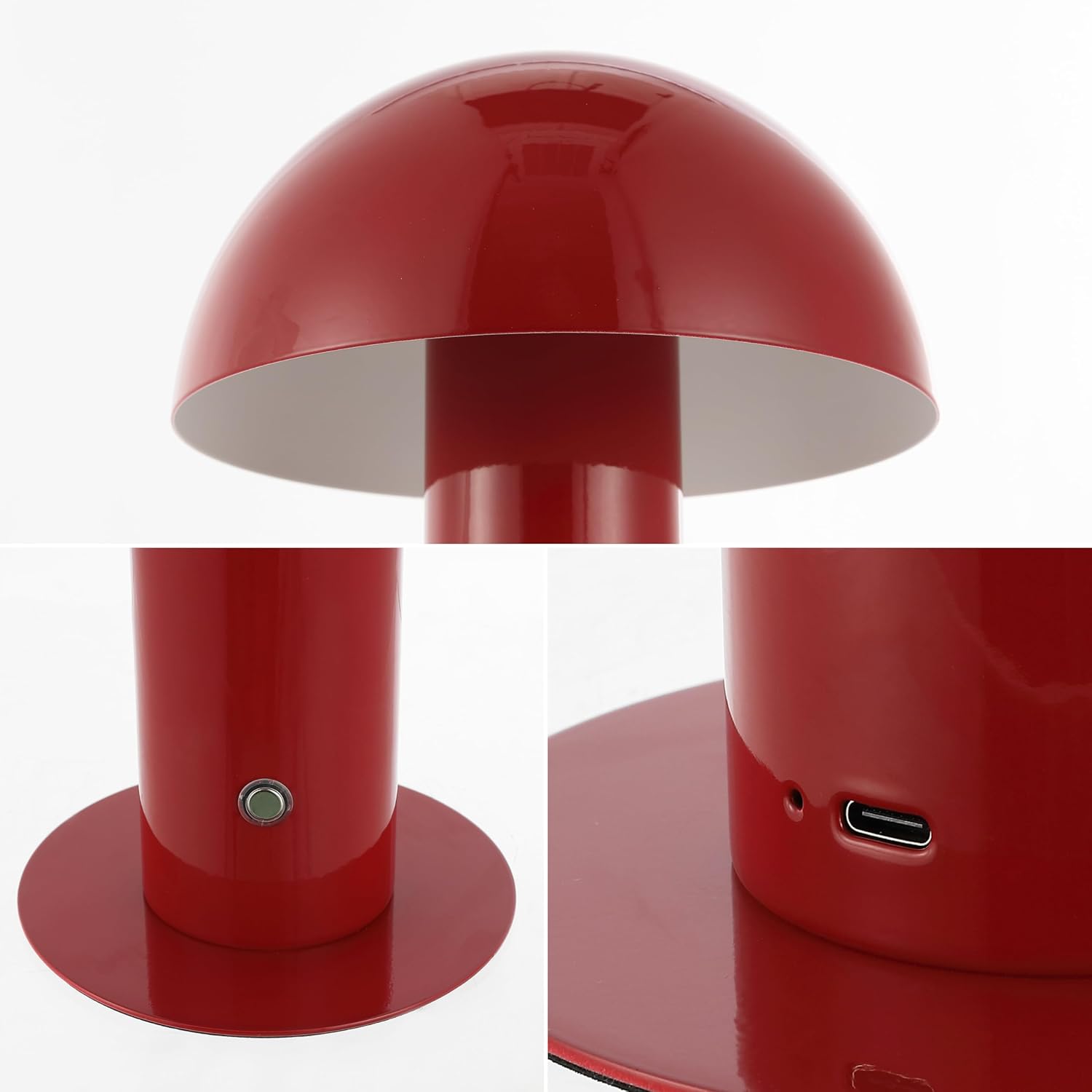 71uvZGNC7nL._AC_SL1500_.jpg JONATHAN Y JYL7115G Boletus 10.75" Contemporary Bohemian Rechargeable/Cordless Iron Dimmable Integrated LED Mushroom Table Lamp, Red, for Desk, Bar Console, Vanity - Image 6