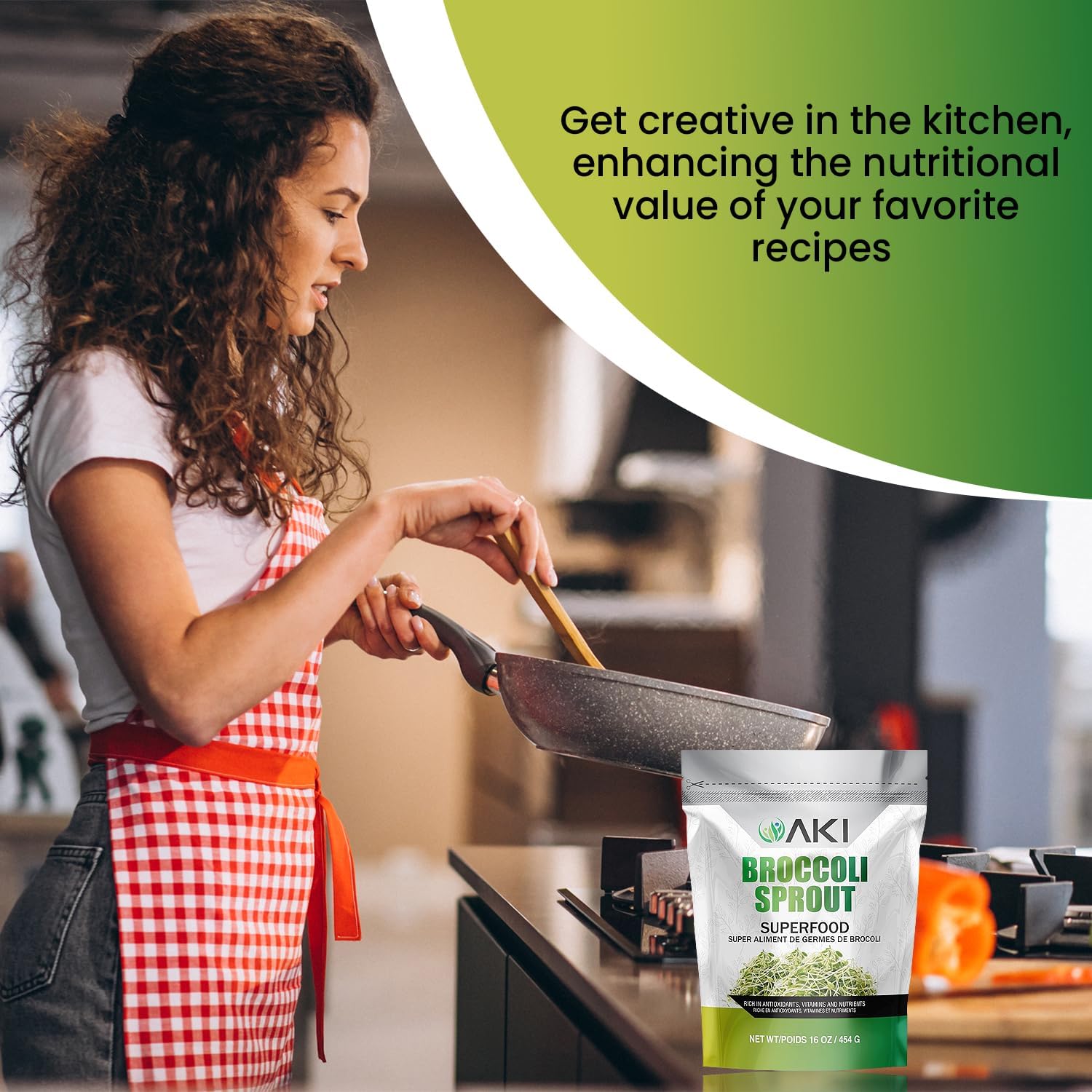 71whRGzMQmL._AC_SL1500_.jpg AKI Broccoli Sprout Powder - Ideal in Vitamins & Sulforaphane - Superfood for Green Veggie Smoothie Beverage or Meal - Non GMO (16oz/454g) - Image 8