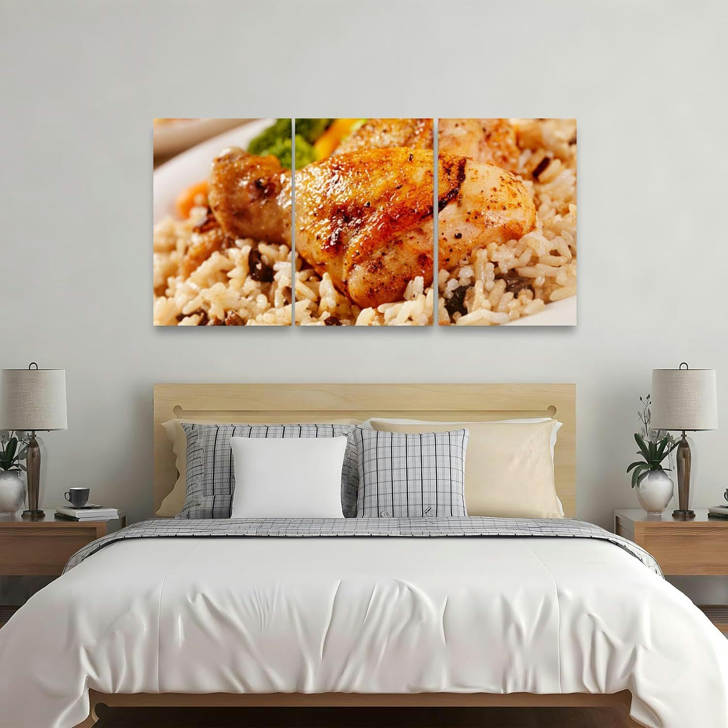 71xRkreiBoL._AC_SL1500_.jpg Braised Chicken Wild Mushroom Rice 3 Piece Canvas Wall Art for Living Room Bedroom Office Framed Prints Pictures Painting Wall Decor Artwork for Walls Set of 3 - Image 2