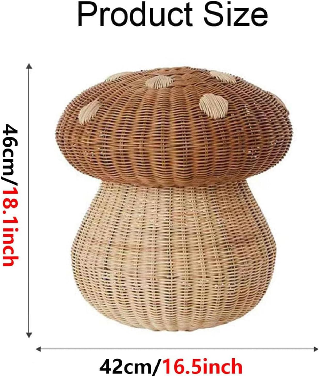 71zCElzczOL._AC_SL1500_.jpg Natural Handmade Rattan Mushroom Storage Basket with Lid, Mushroom Shape Decorative Wicker Woven Basket for Fruit、Baby Toys、Bathroom Laundry Dirty Clothes - Image 7