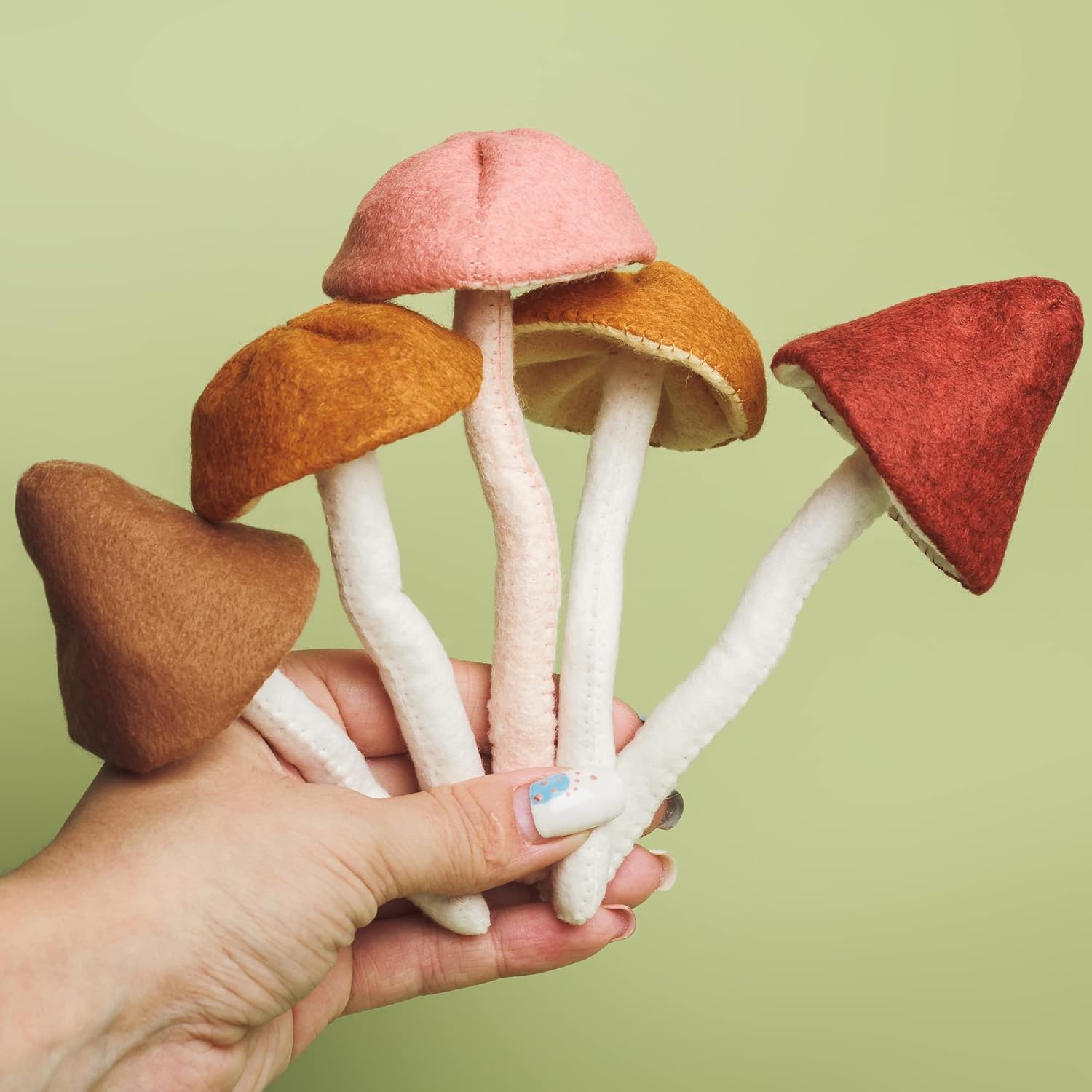 71zqEBaWpDL._SL1500_.jpg Mushroom christmas ornaments for tree Felt handmade ornament Mushroom home hanging decor (Set of 5)