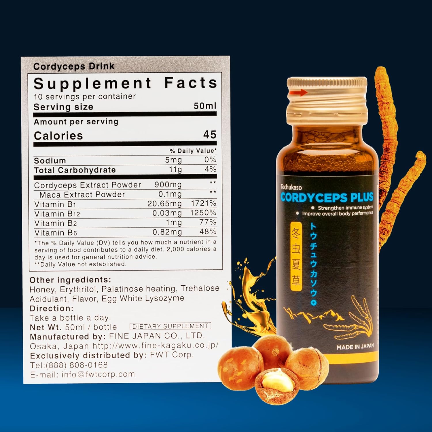 81-oKllscpL._AC_SL1500_.jpg FINE JAPAN Cordyceps Plus: Premium Cordyceps Mushroom Extract and Macadamia Blend - Smart Drops Adaptogenic Mushrooms, Organic Mushroom Supplement for Energy & Immunity, Liquid Cordyceps (Pack of 20) - Image 4