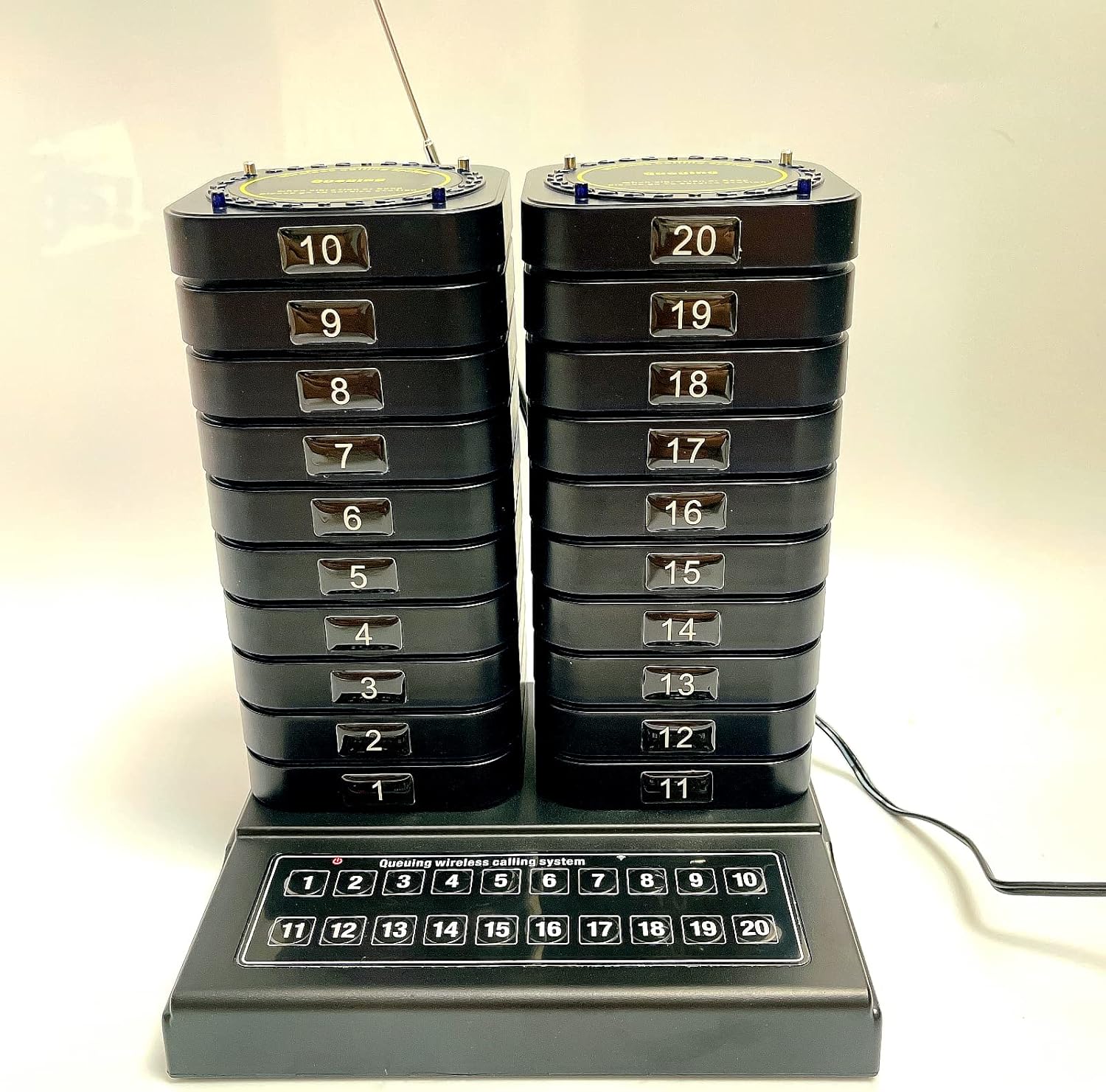 8113wfsRb9L._AC_SL1500_.jpg Wireless Paging System for Restaurant Waiter Serivce Queue Number Call Wireless Calling System for for Restaurant Church Food Truck Coffee Shop Office (20 pagers+1caller)