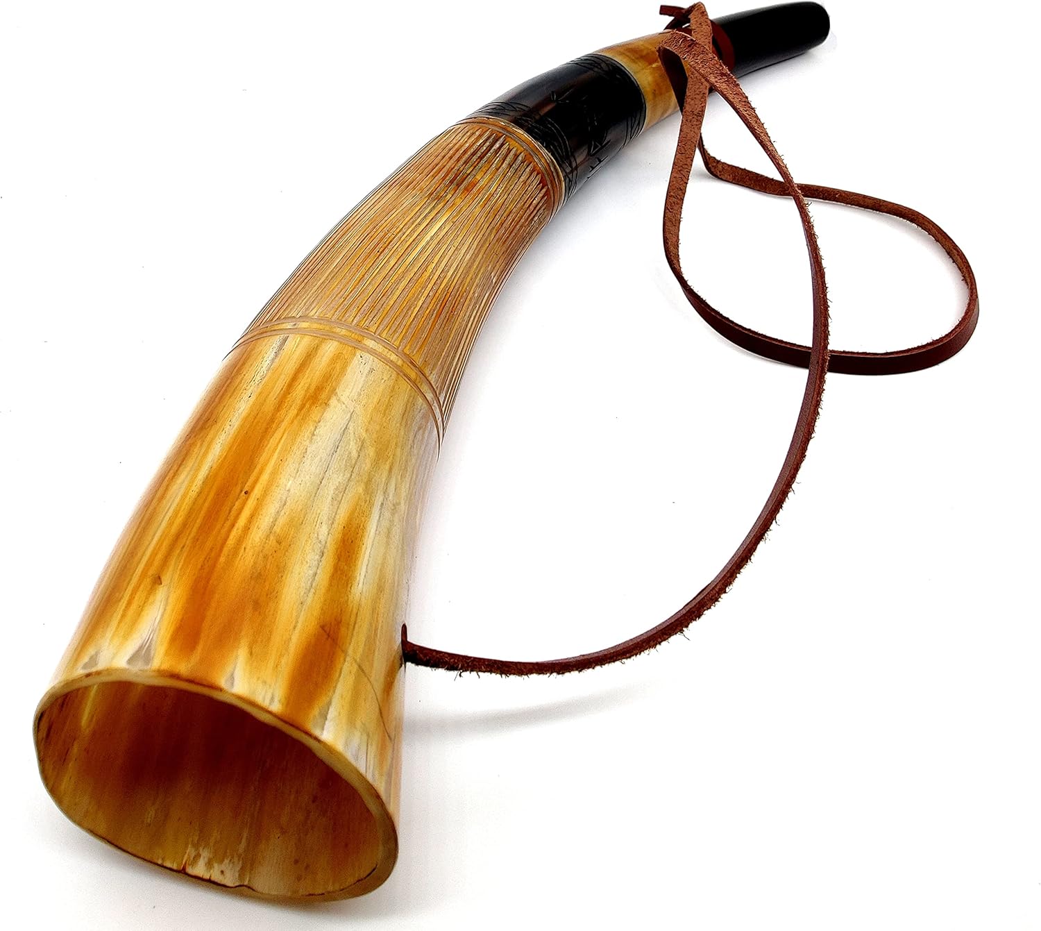 811VdIhUdWL._AC_SL1500_.jpg 5MOONSUN5's Viking Blowing Cow Horn Whistle - Medieval, Norse Cattle Ancient Horn Bugle - Hunting Tool - Image 9