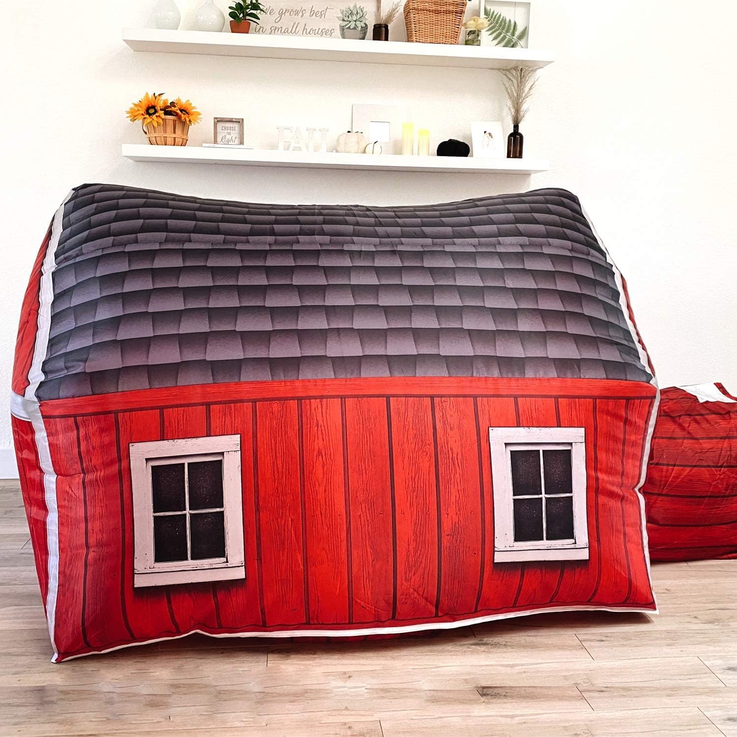 8137cDbjm2L._AC_SL1500_.jpg The Original Patented AirFort - Build A Fort in 30 Seconds, Inflatable Fort for Kids, Play Tent for 3-12 Years, A Playhouse Where Imagination Runs Wild, Fan not Included (Farmer's Barn)