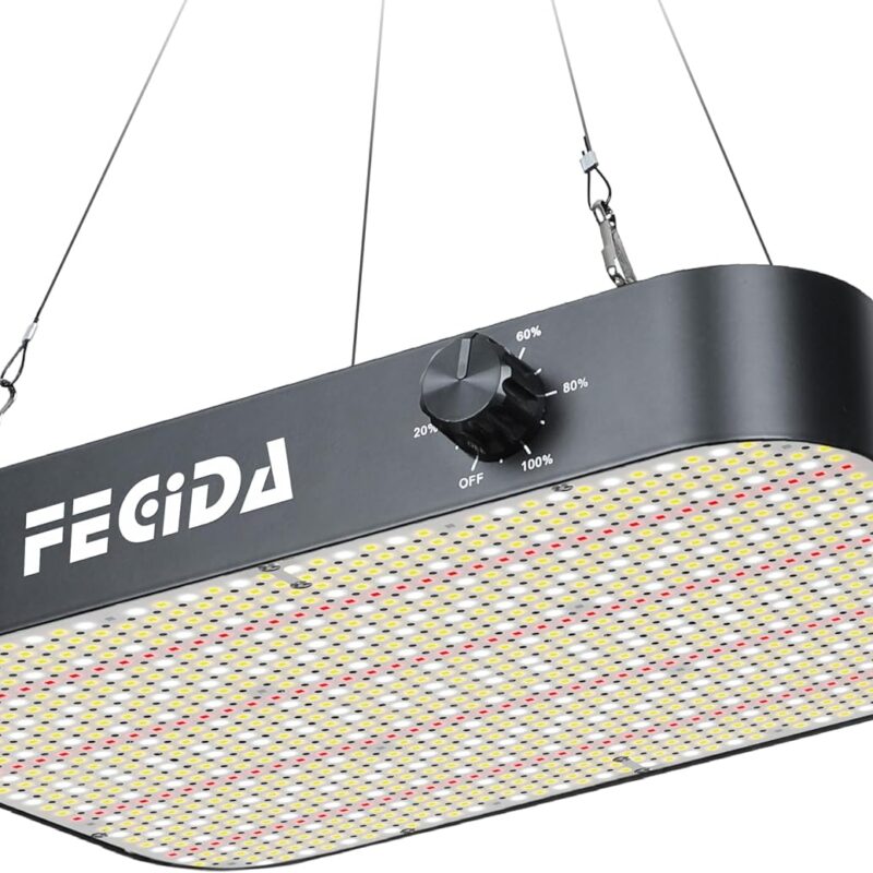 FECiDA Dimmable LED Grow Light 12000 Lumen 130 Watt, 2025 Best 2x2ft Grow Tent Light, IR Included Full Spectrum Plant Growing Lamps for Indoor Plants with Daisy Chain Function, Quiet Built-in Fan