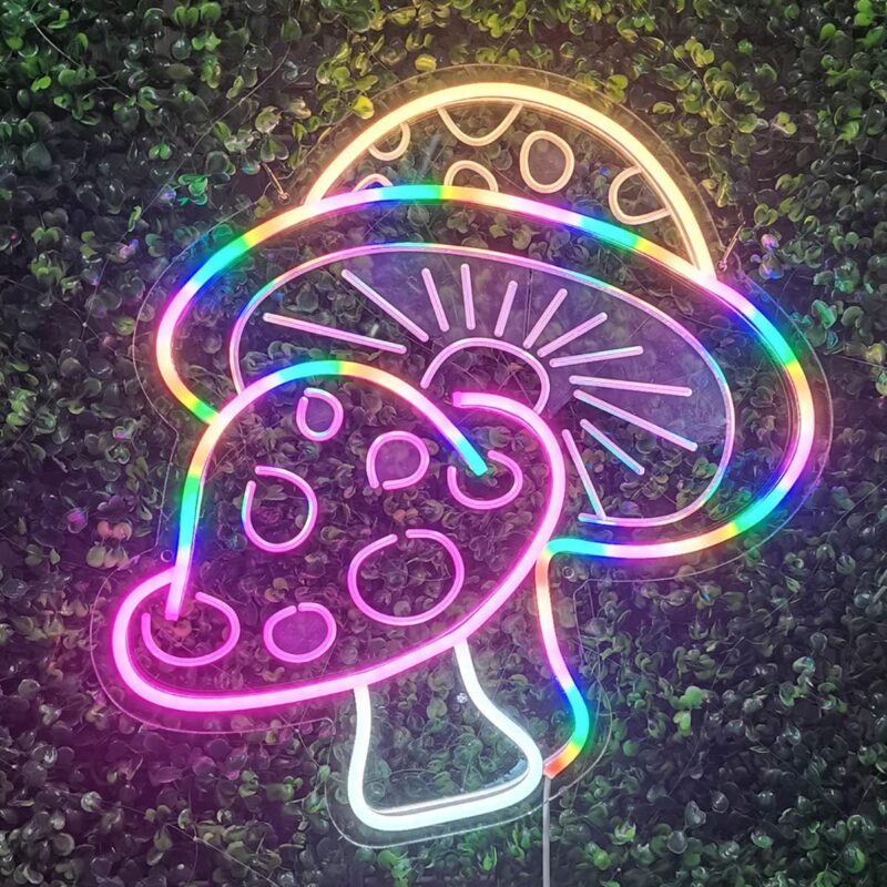 Neon Sign with 3D Art, Dimmable USB Powered Cute Mushroom Decorations Light, for Room Window Bar Party's Decoration