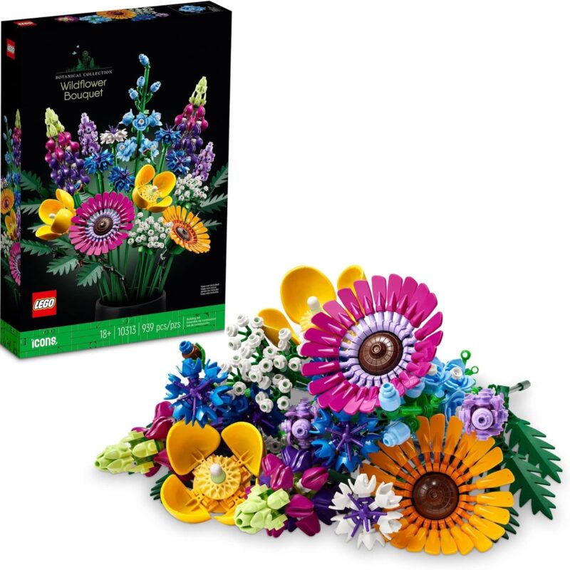LEGO Botanicals Artificial Wildflower Bouquet - Fake Indoor Flowers Building Set for Home, Kitchen, Desk Decoration, Adults Ages 18+ - Gift for Mother's Day - 10313