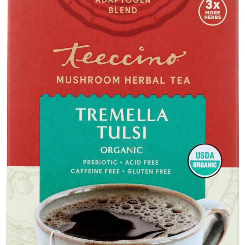 819QBOgsCHL._SL1500_.jpg Teeccino Tremella Tulsi Flavored Mushroom Herbal Tea, Caffeine Free, Acid Free, Kosher, 10 Bags (Pack Of 6)