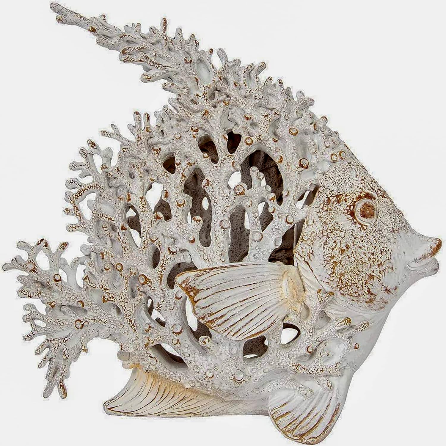 819pAw3qshL._AC_SL1500_.jpg Ocean Decor White Coral Reef Angelfish Sculpture Beach Home Decor Coastal Coral Look Tabletop Collection 12 in x 11 in - Image 5