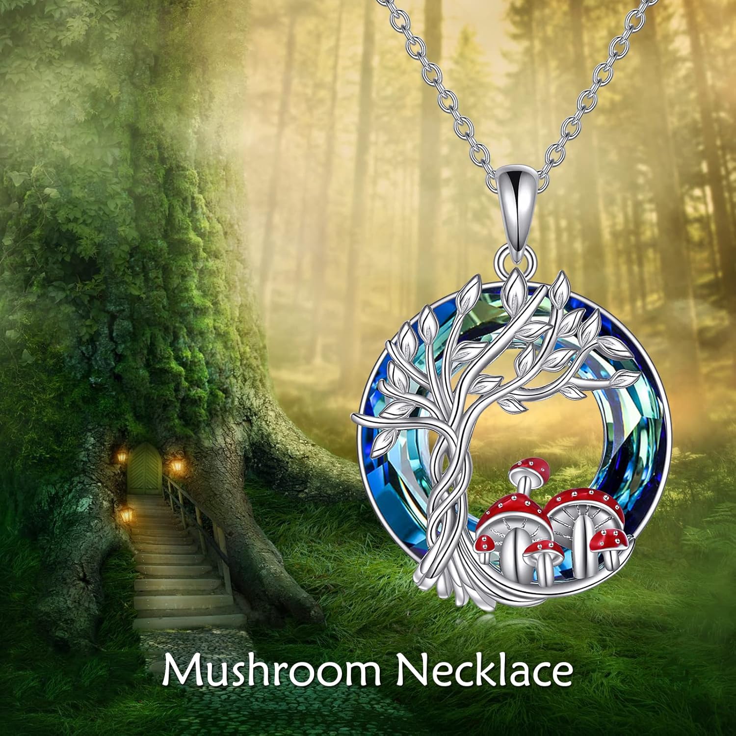 81BNatBUOEL._AC_SL1500_.jpg TOUPOP Tree of Life Animal Necklace 925 Sterling Silver Crystal/Abalone Shell Animal Pendant Jewelry Birthday Mothers Day Gifts for Women Mom Wife Her - Image 2